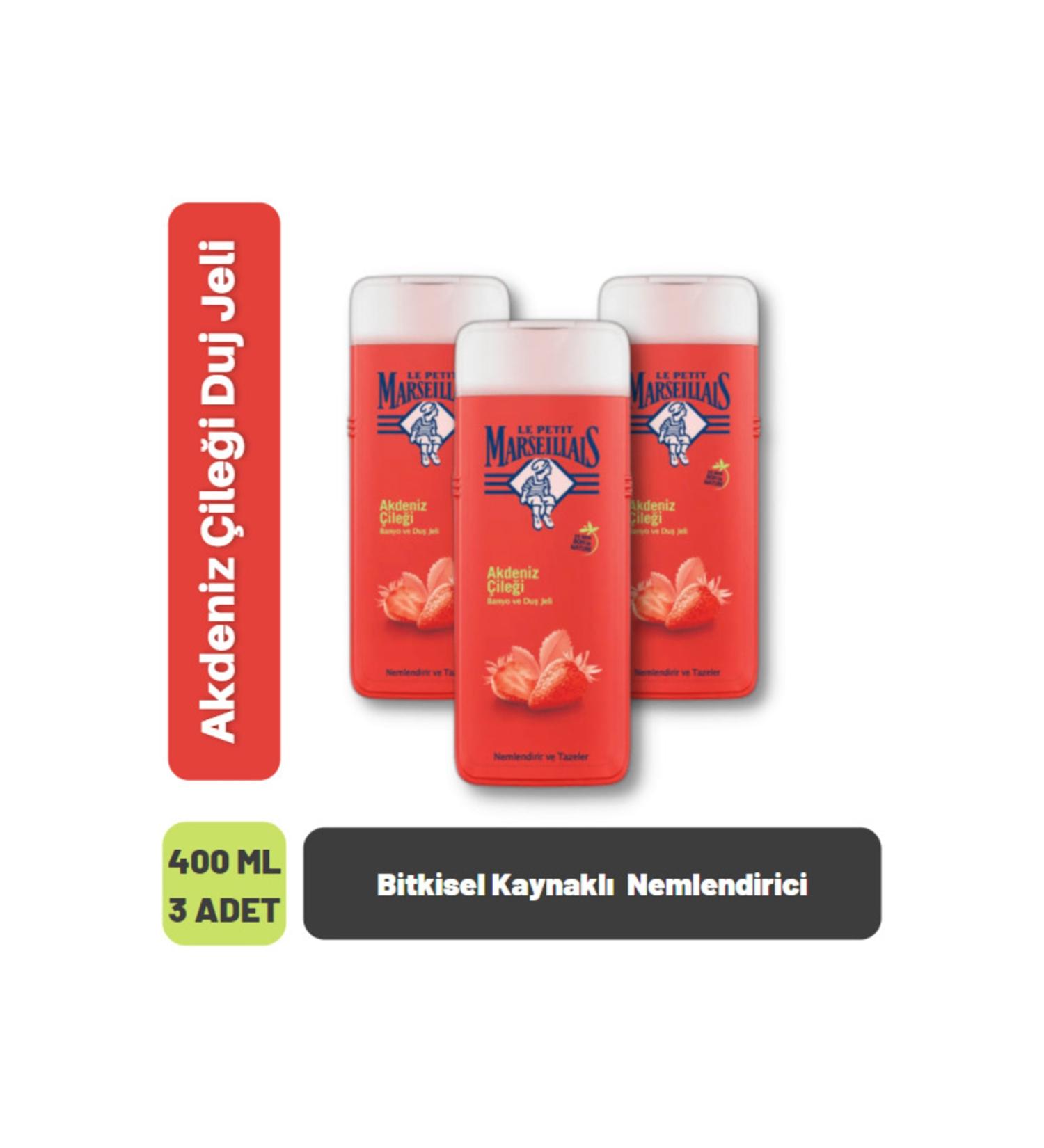 Le Petit Marseillais Mediterranean Strawberry Shower Gel Herbal Moisturizer 400 Ml 3 Pieces