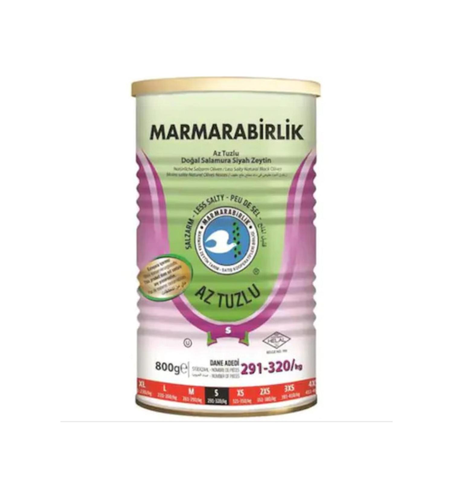 Marmarabirlik Natural Black Olives in Brine Lightly Salted 800 grams