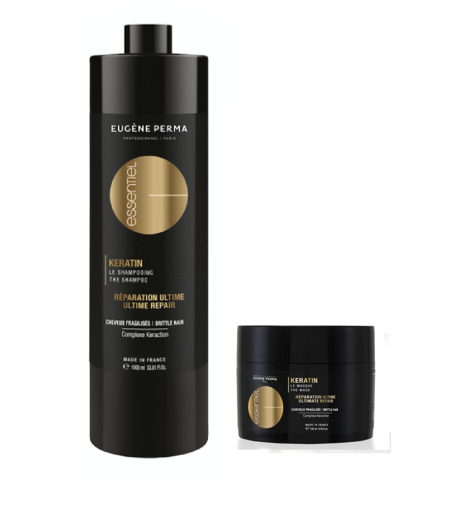 Eugene Perma Keratin Shampoo 1000 ml + Keratin Mask 150 ml