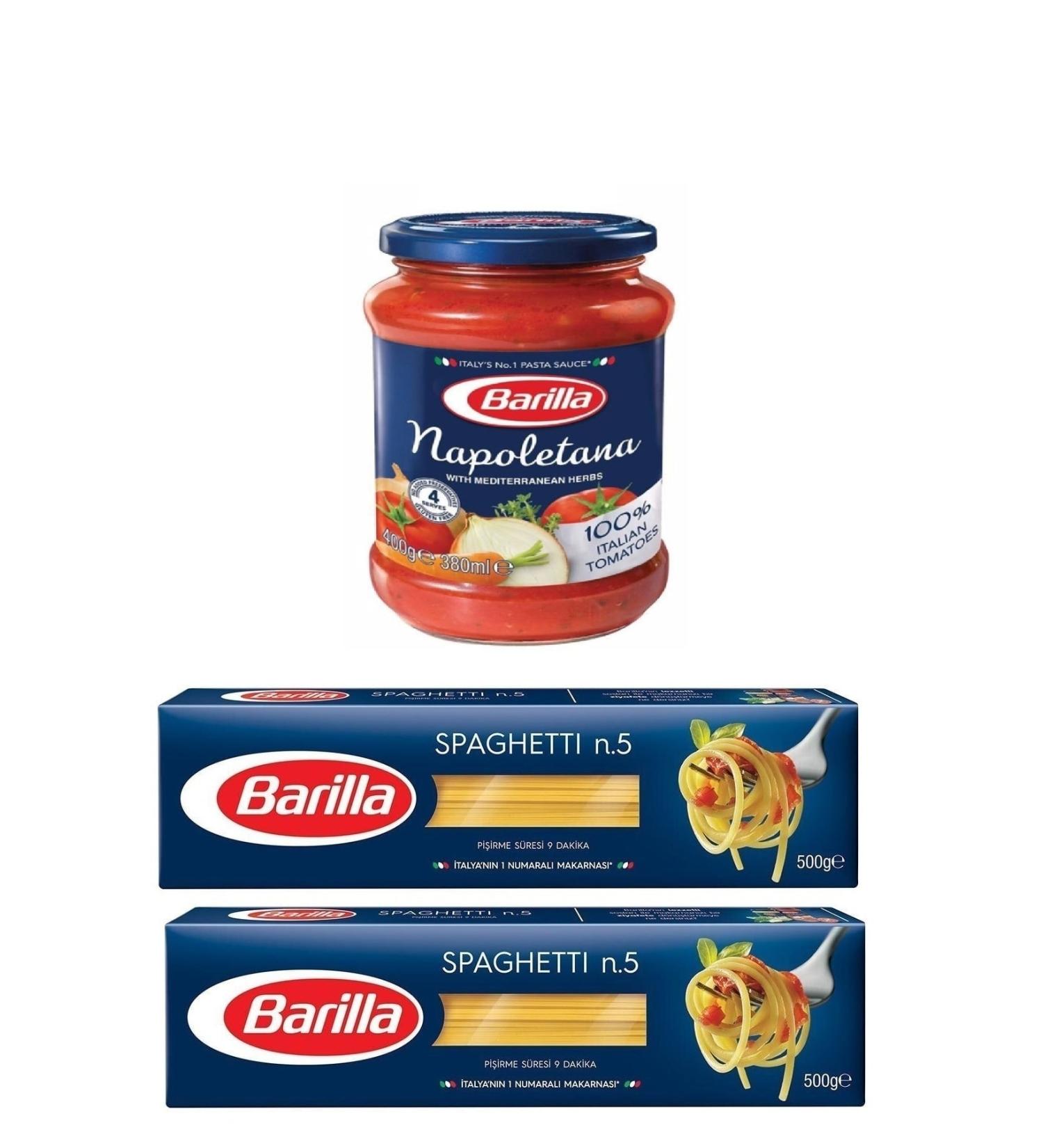 Barilla 2 Pieces Spaghetti Pasta 500 grams and 1 Piece Napoletana Sauce 400 grams