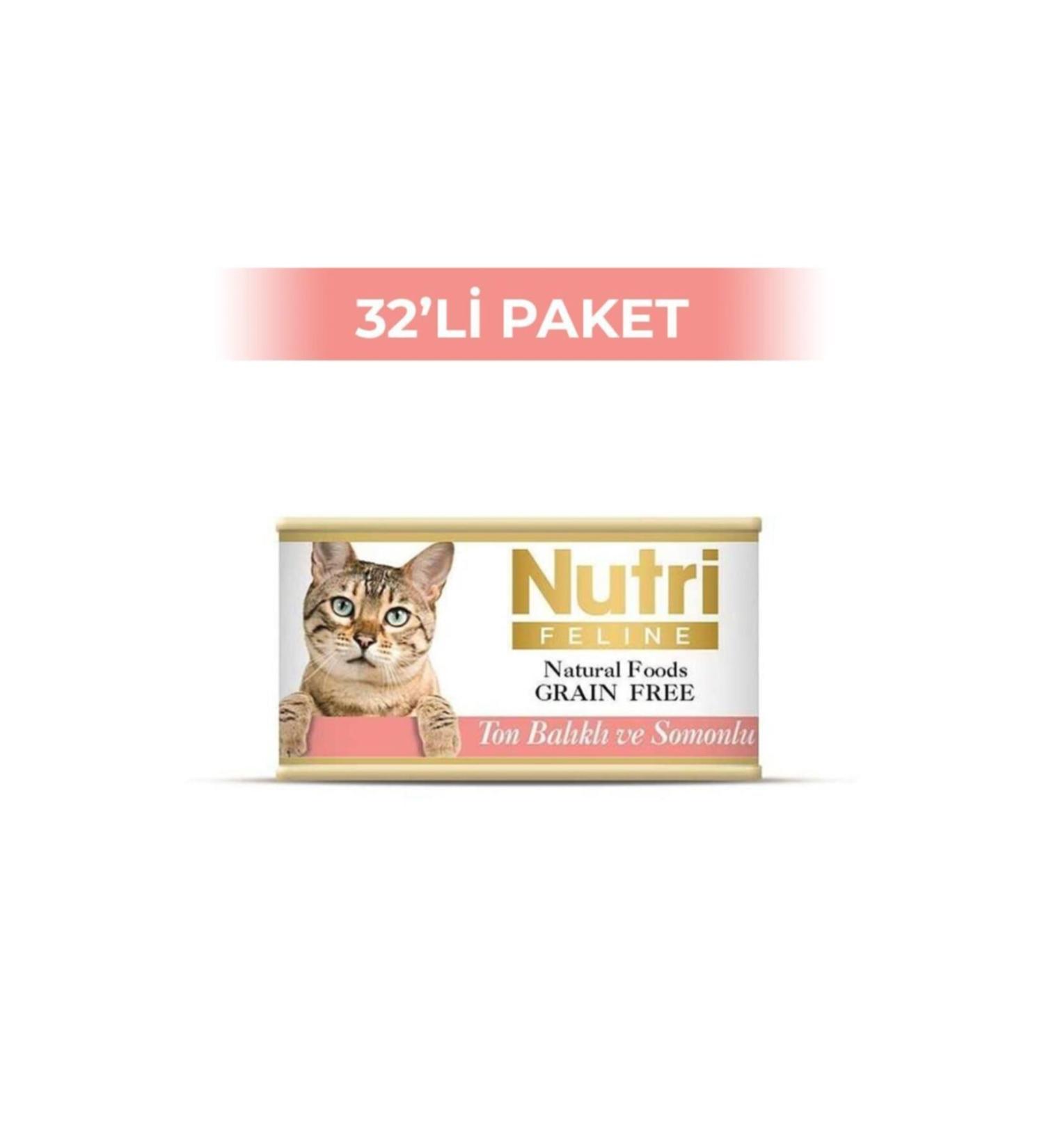 Nutri Feline Tuna and Salmon for Adult Cats 32 Pieces 85gr Grain-Free Wet Food