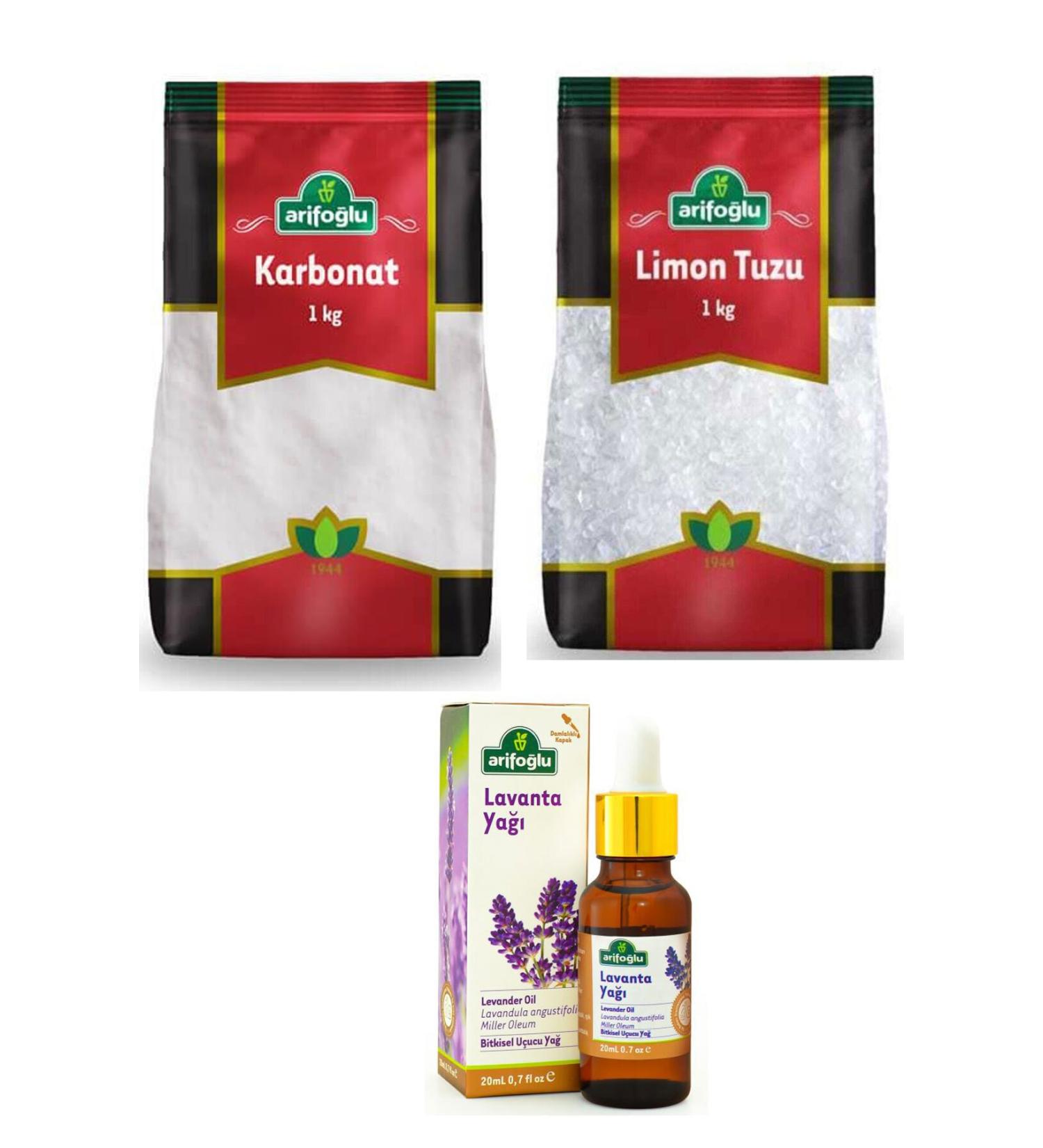 Arifo lu 3 Piece Set Baking Soda - Lemon Salt - Lavender Oil