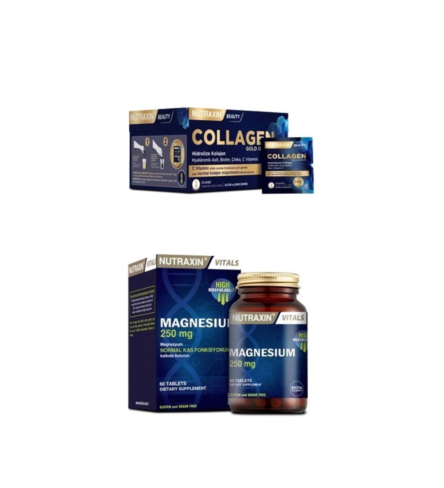 Nutraxin Collagen 30 Sachet 10000 Mg + magnesium Citrate 250mg 60 Tablets
