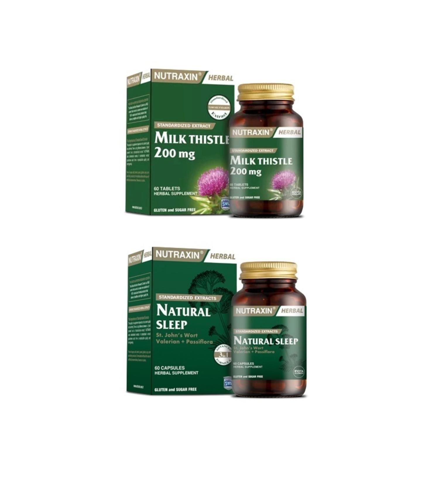 Nutraxin Milk Thistle 60 Tablets + Natural Sleep 60 Capsules