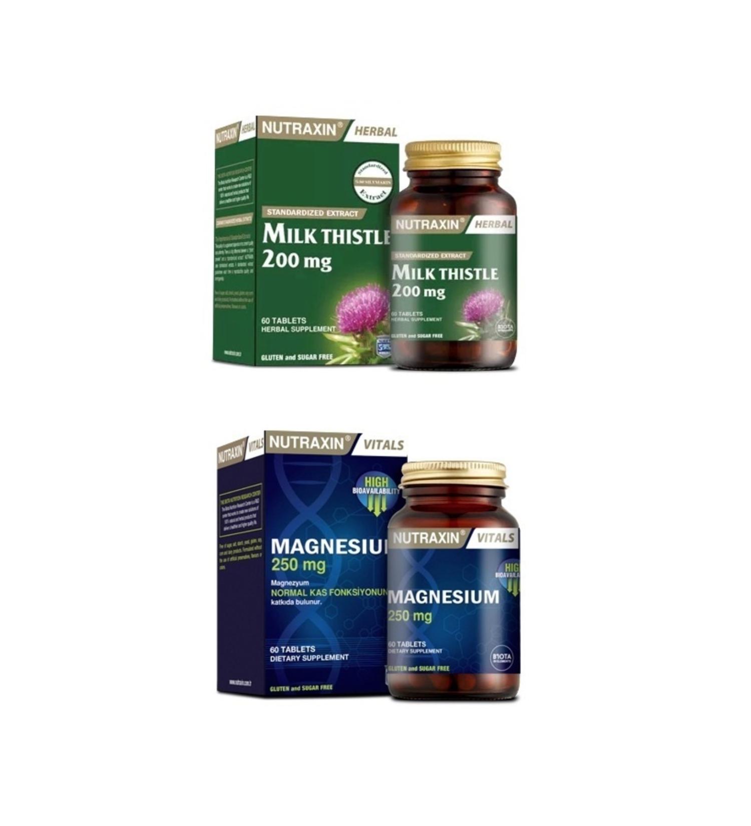 Nutraxin Milk Thistle 60 Tablets+magnesium Citrate 250mg 60 Tablets