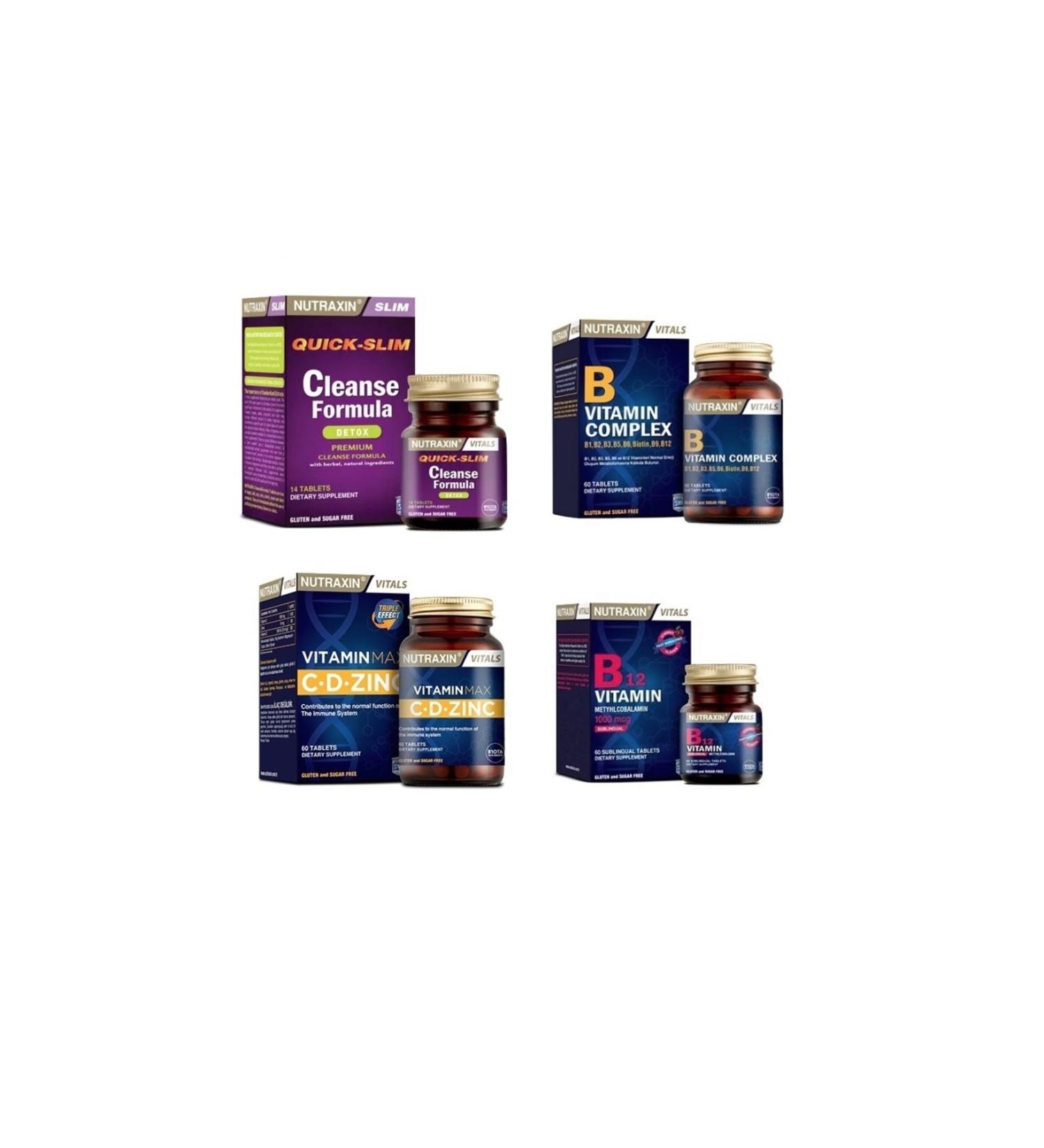 Nutraxin Cleanse Formula 7 Detox 14 Tablet +vitamin Max(c d zinc)+ B Vitamin Complex + Vitamin B12
