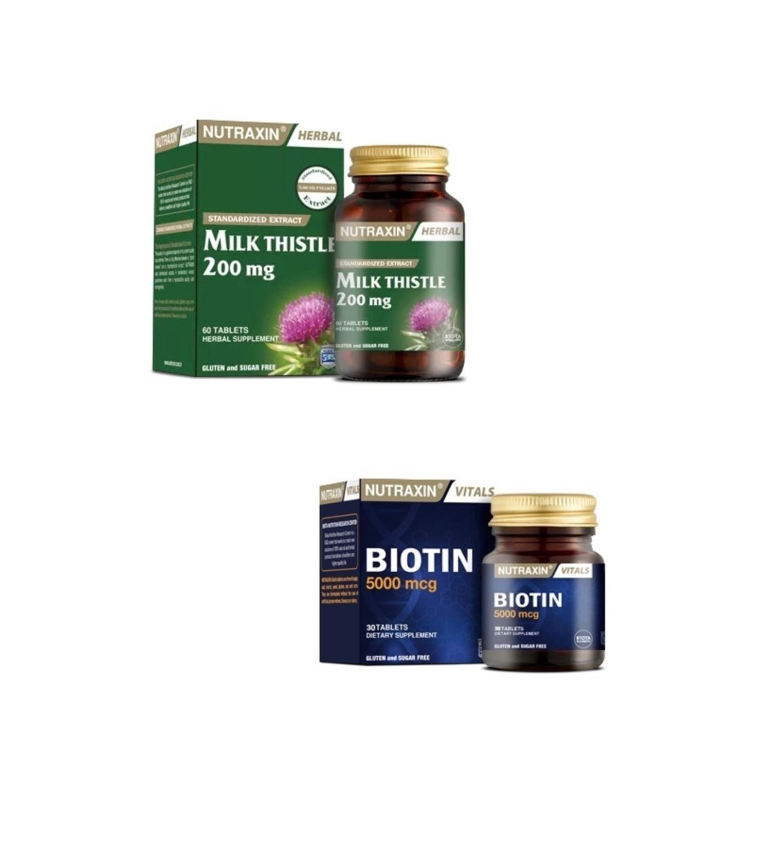Nutraxin Milk Thistle 60 Tablets + Biotin 5000 Mcg 30 Tablets