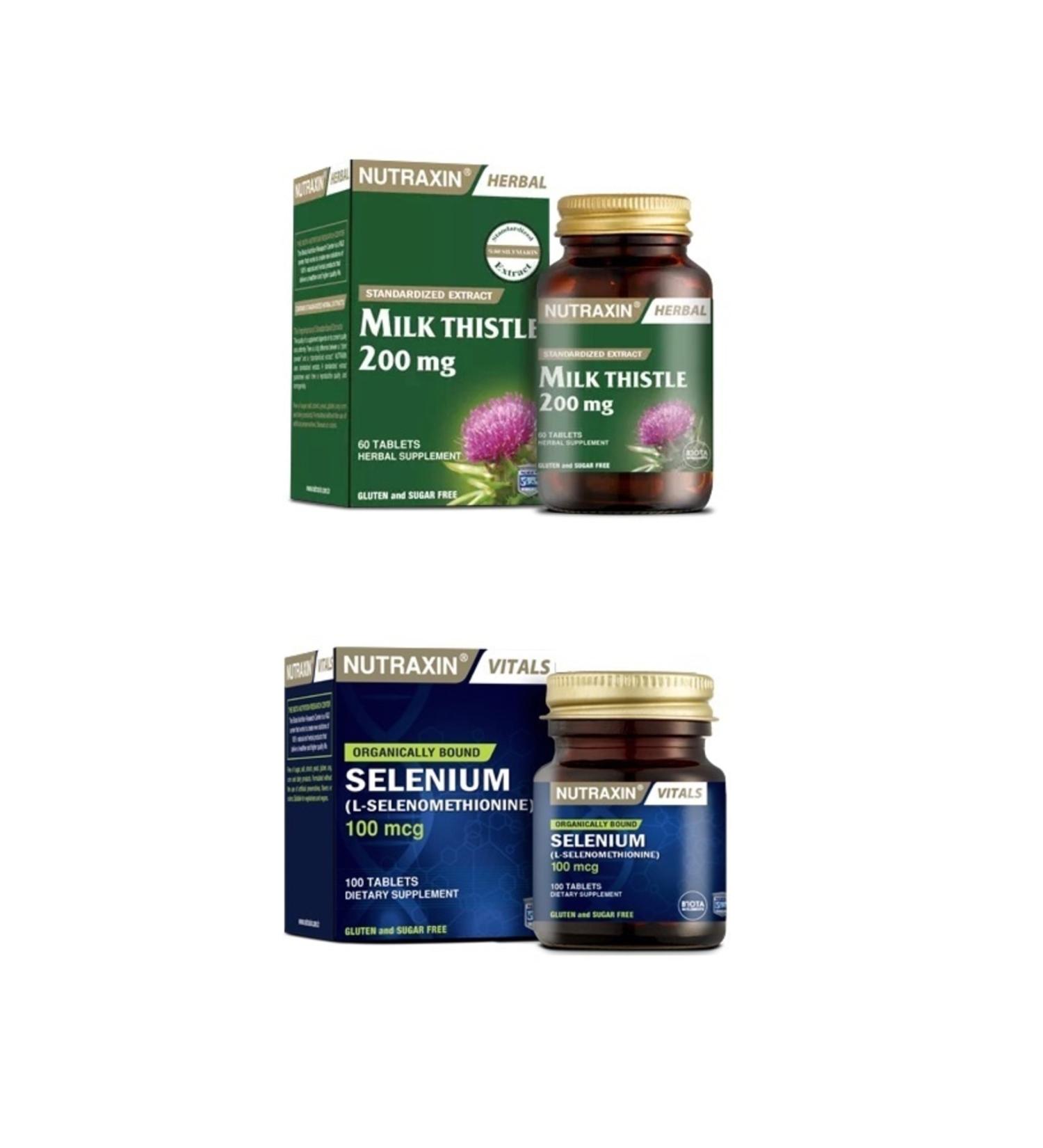 Nutraxin Milk Thistle 60 Tablets + Selenium 100 Mcg 100 Tablets