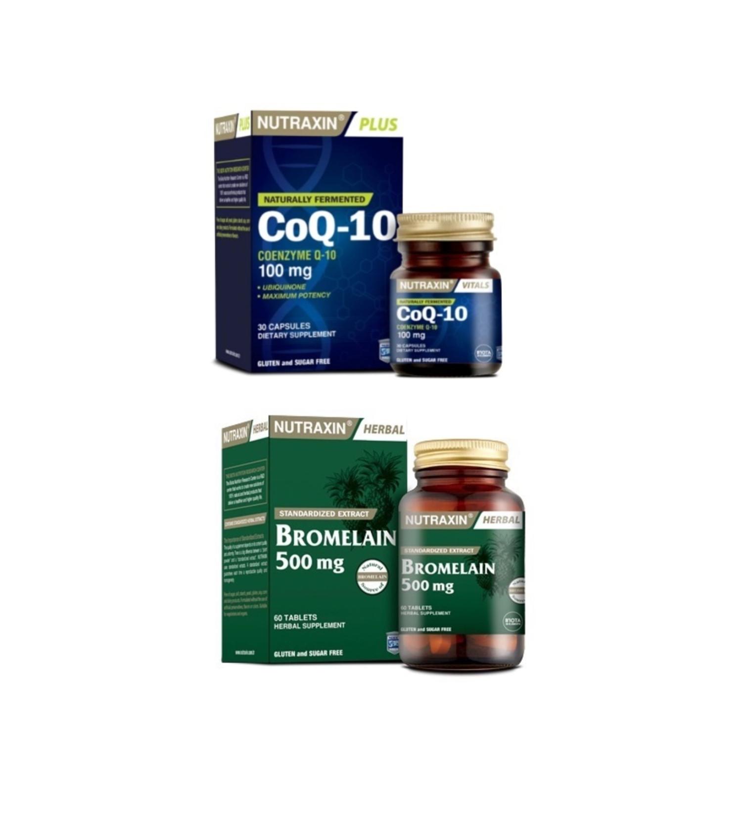 Nutraxin Co Q-10 (100 Mg) 30 Capsules + Bromelain 500 Mg 60 Capsules