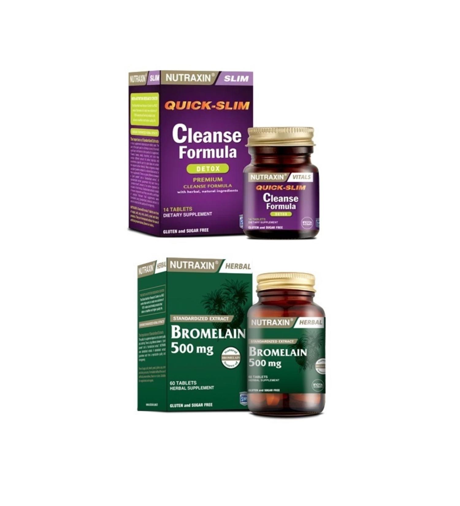 Nutraxin Cleanse Formula 7 Detox 14 Tablets + Bromelain 500 Mg 60 Capsules
