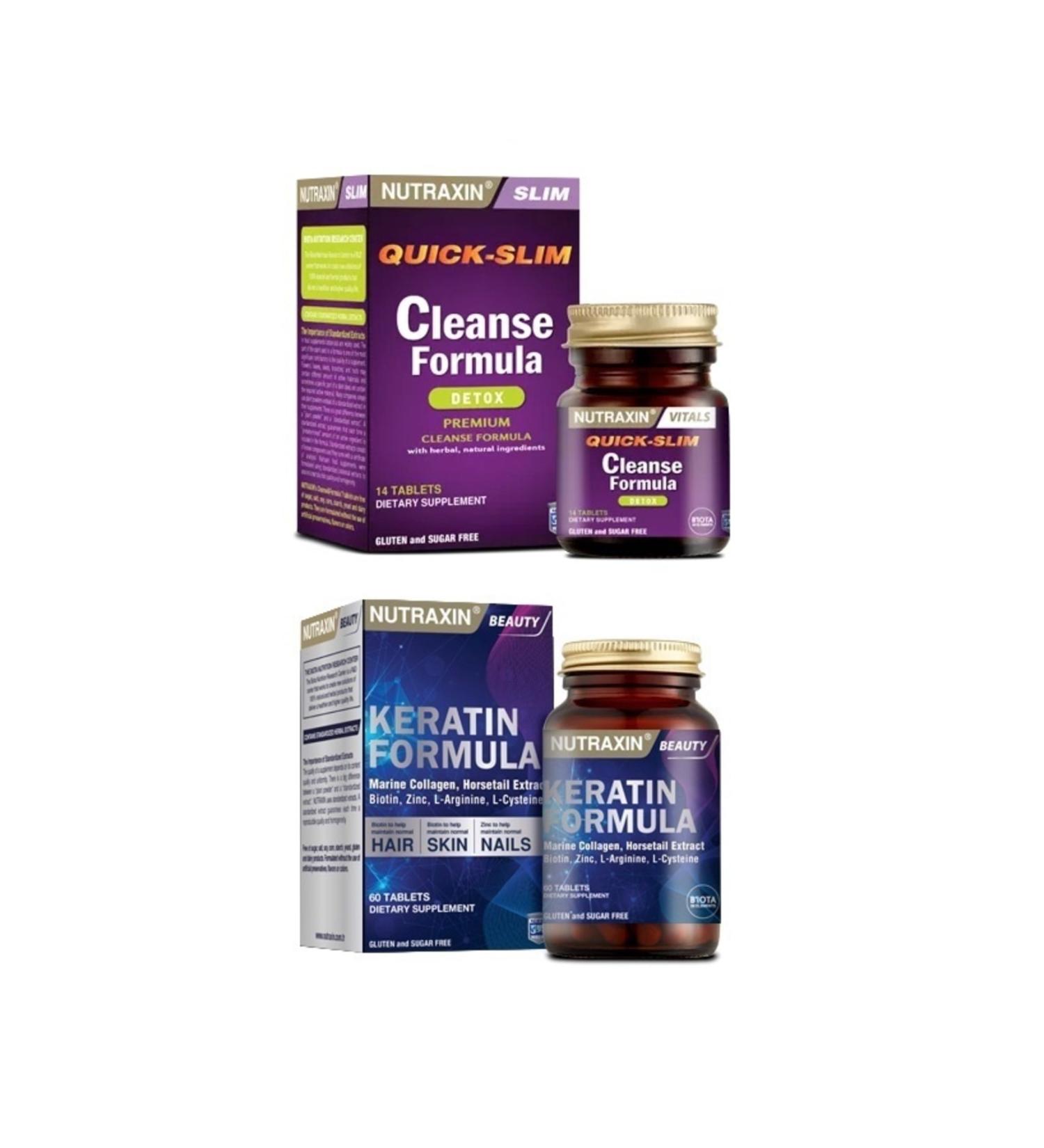 Nutraxin Cleanse Formula 7 Detox 14 Tablets + Keratin Formula 60 Tablets