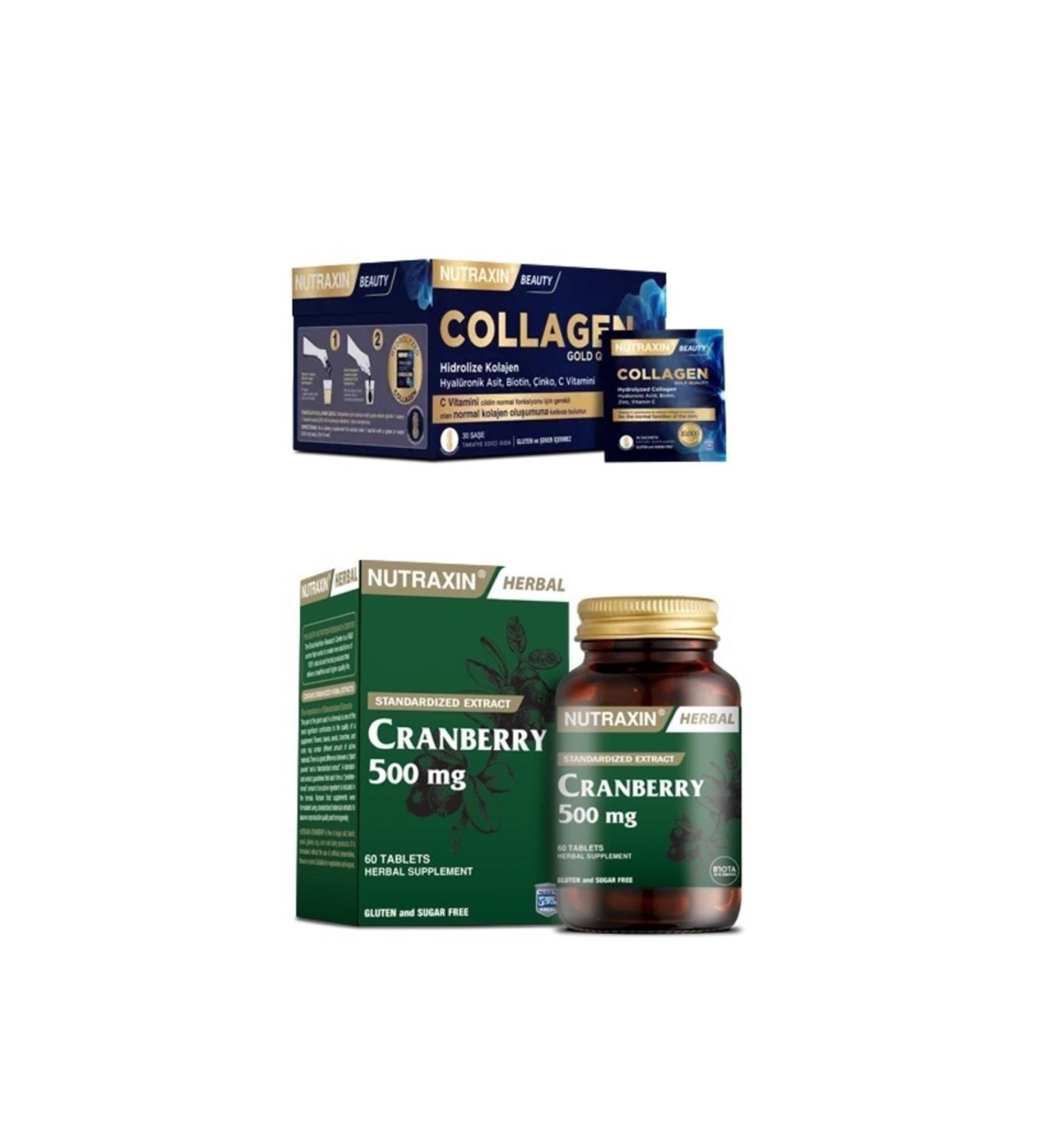 Nutraxin Collagen 30 Sachet 10000 Mg + Cranberry 500 Mg 60 Tablets