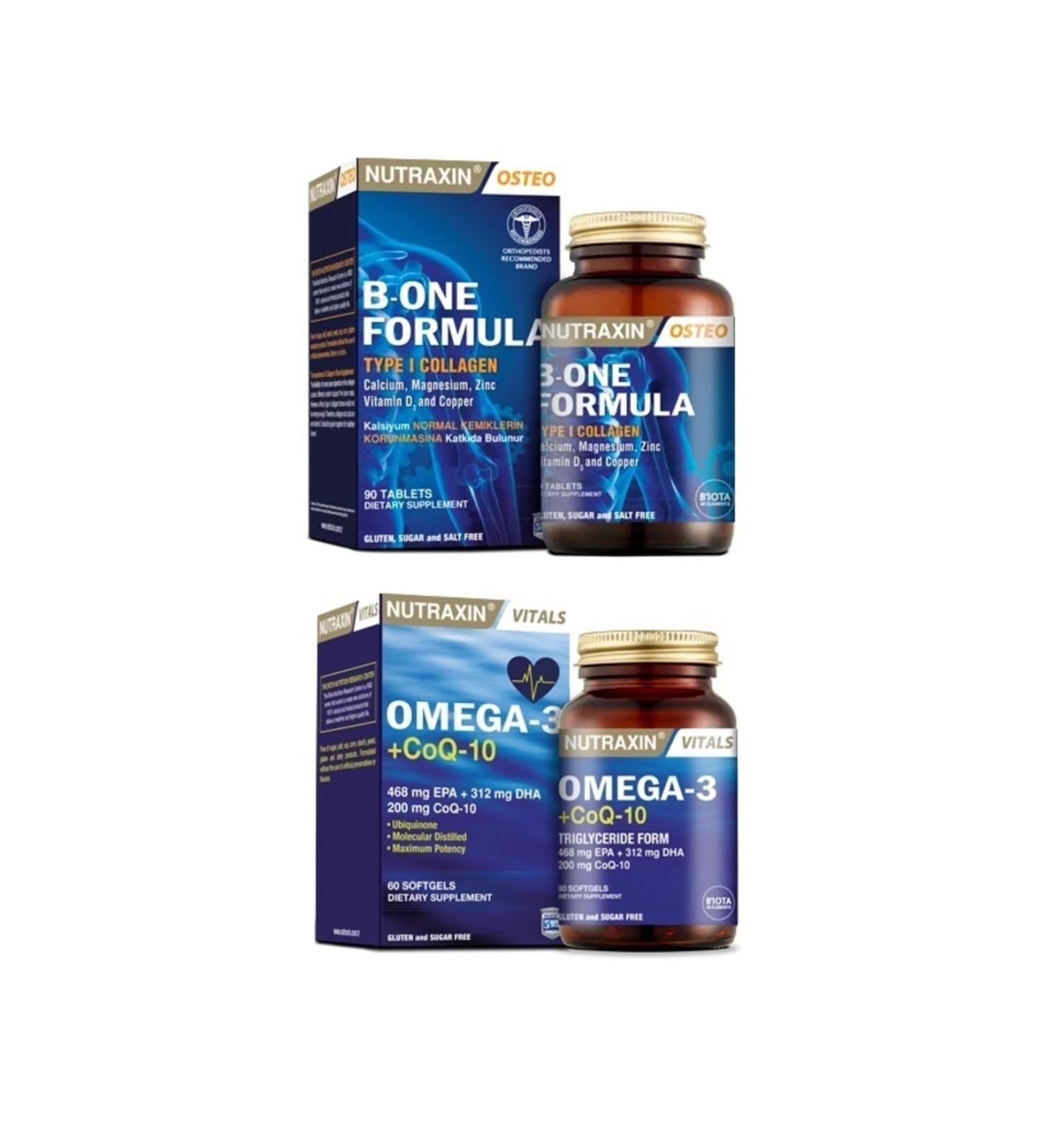 Nutraxin B-one Formula 90 Tablets + Omega-3 + coq-10 60 Capsules with Coenzyme Q10