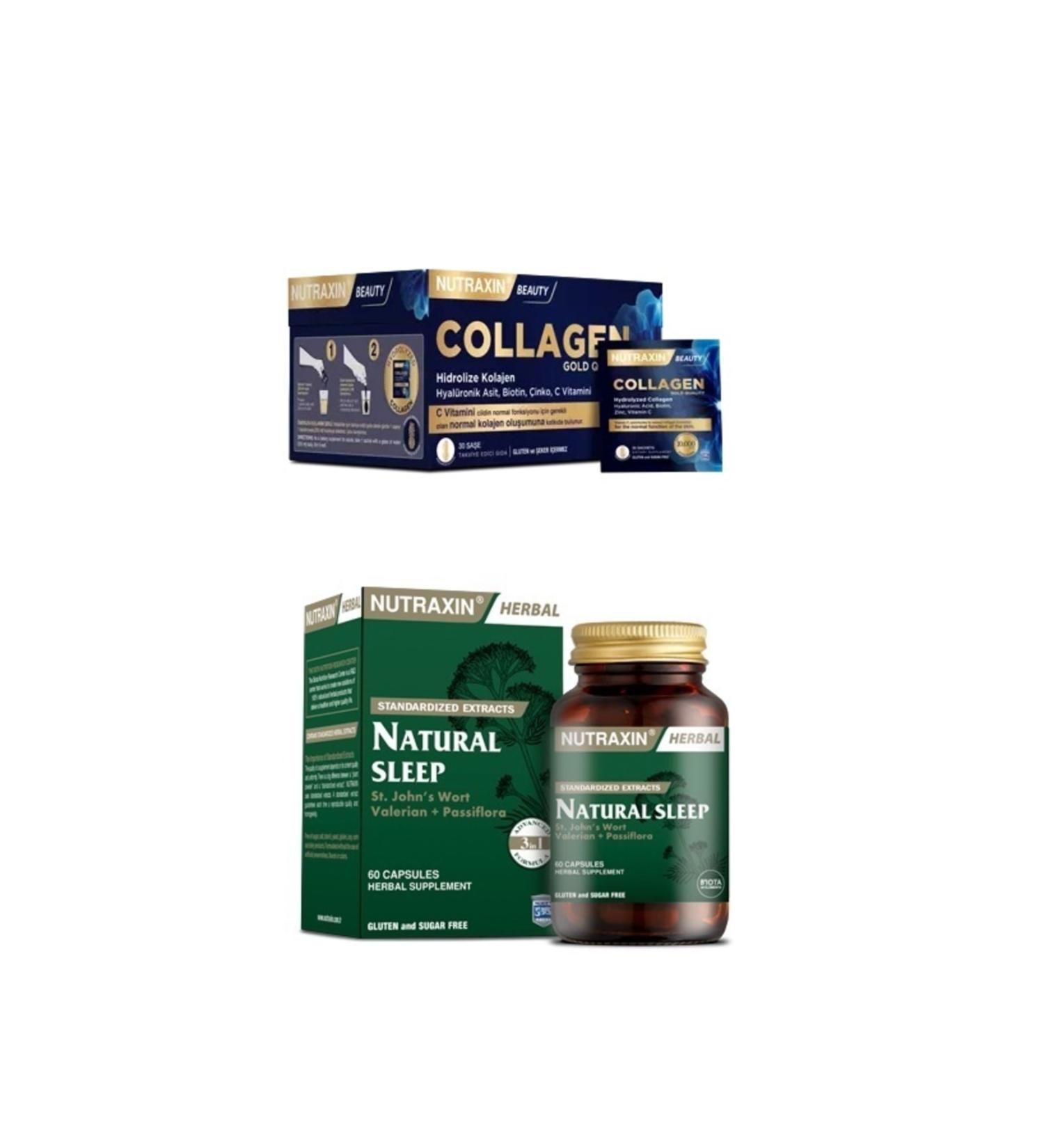 Nutraxin Collagen 30 Sachet 10000 Mg + Natural Sleep 60 Capsules