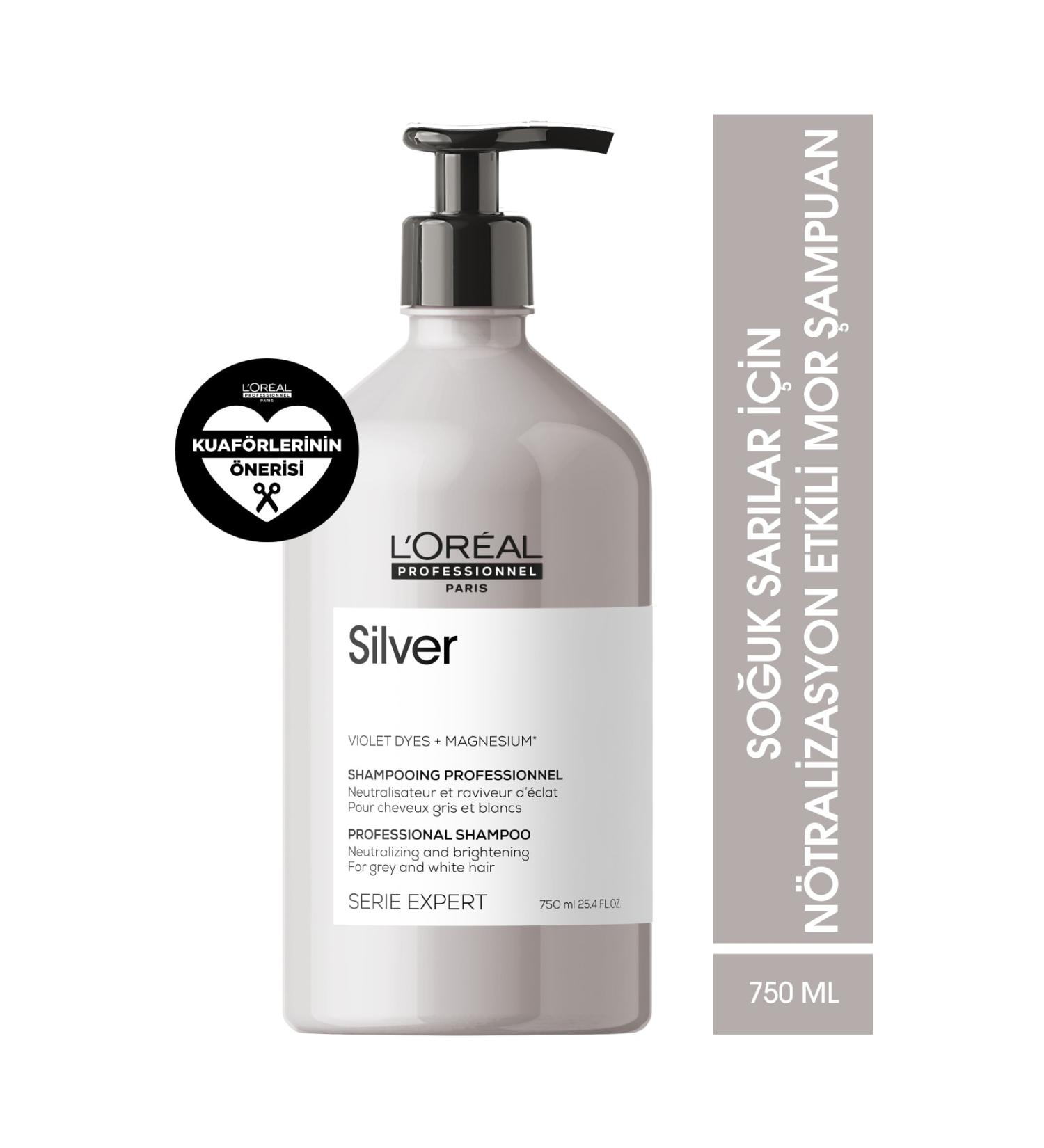 L'oreal Professionnel Serie Expert Silver Color Balancing Purple Shampoo for Very Light Blonde Grey and White Hair 750ml - Buy Online on GoSupps.com
