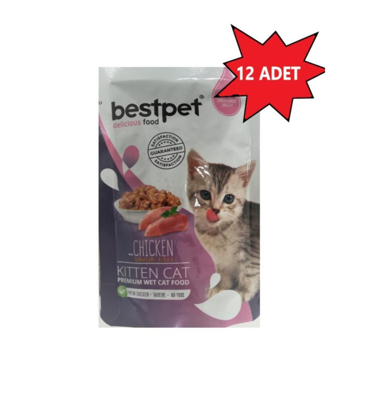 Bestpet Kitten Chicken Jelly Cat Pouch Wet Food 85 gr X 12 Pieces