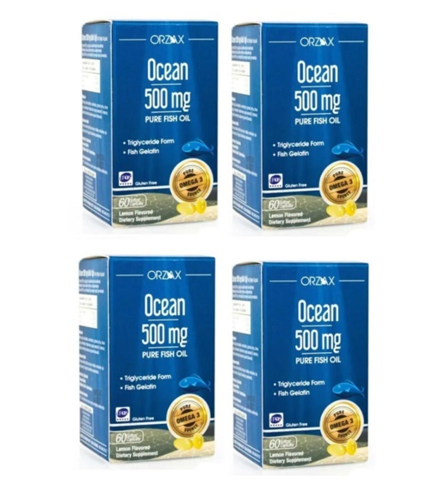 Ocean Ocean 500 Mg Fish Oil Lemon Flavored 60 Softgel Capsules*4 Pieces