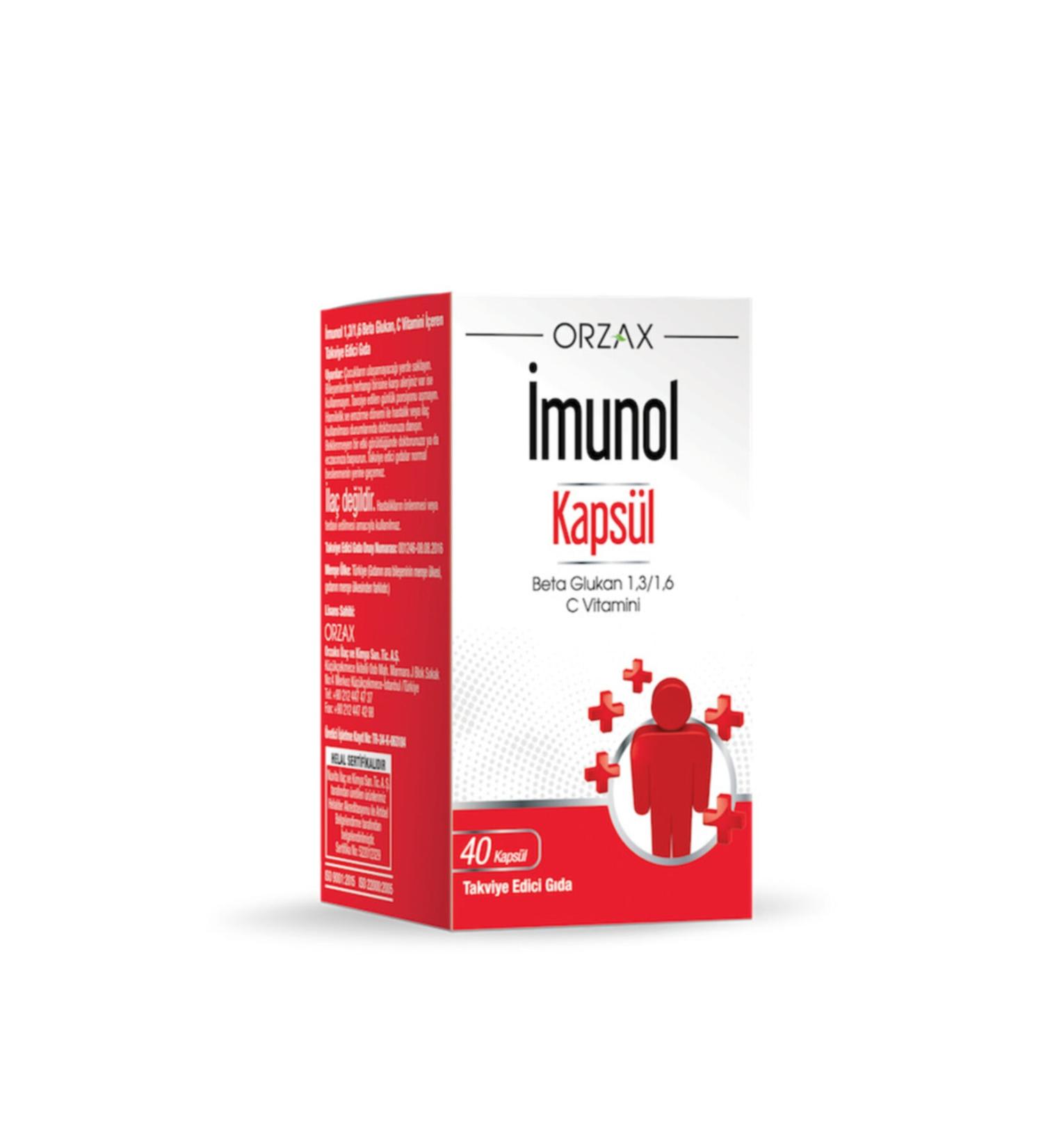 Imunol 40 Capsules Containing Beta Glucan 1.3/1.6 and Vitamin C
