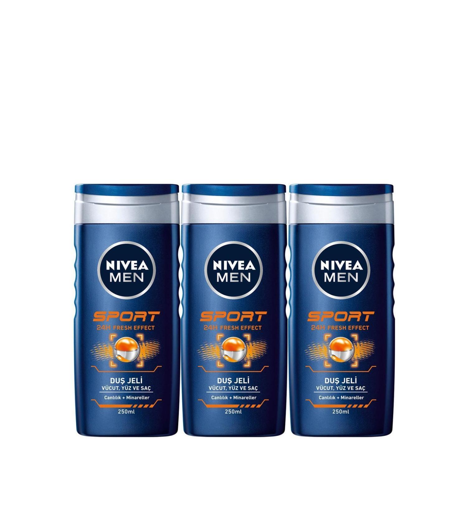 NIVEA N vea Sport Men's Bath and Shower Gel 250 ml X3