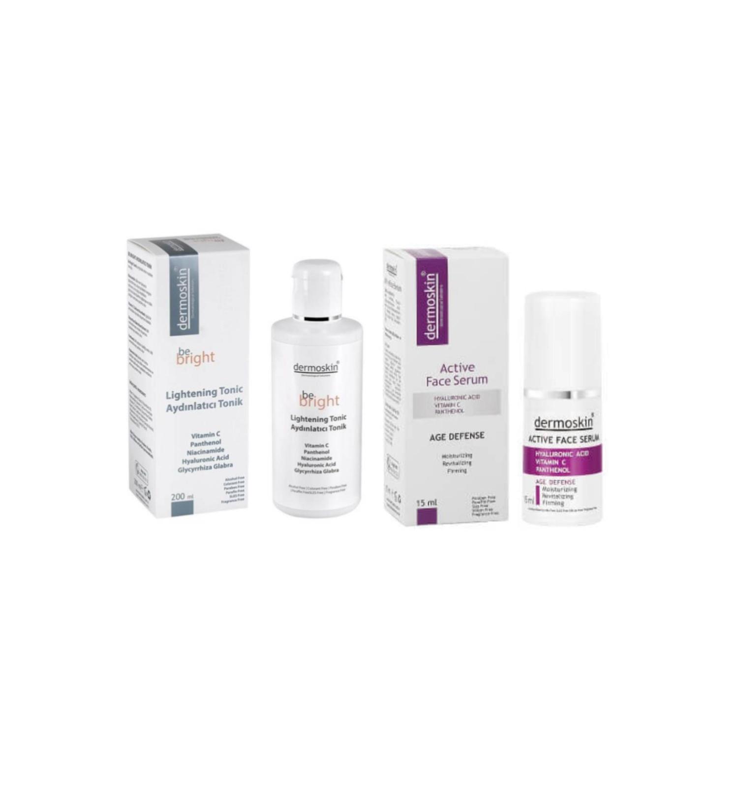 Dermoskin Bb Brightening Tonic for Spotted Skin 200ml + Active Face Serum 15ml Advantage Package - Buy Online on GoSupps.com