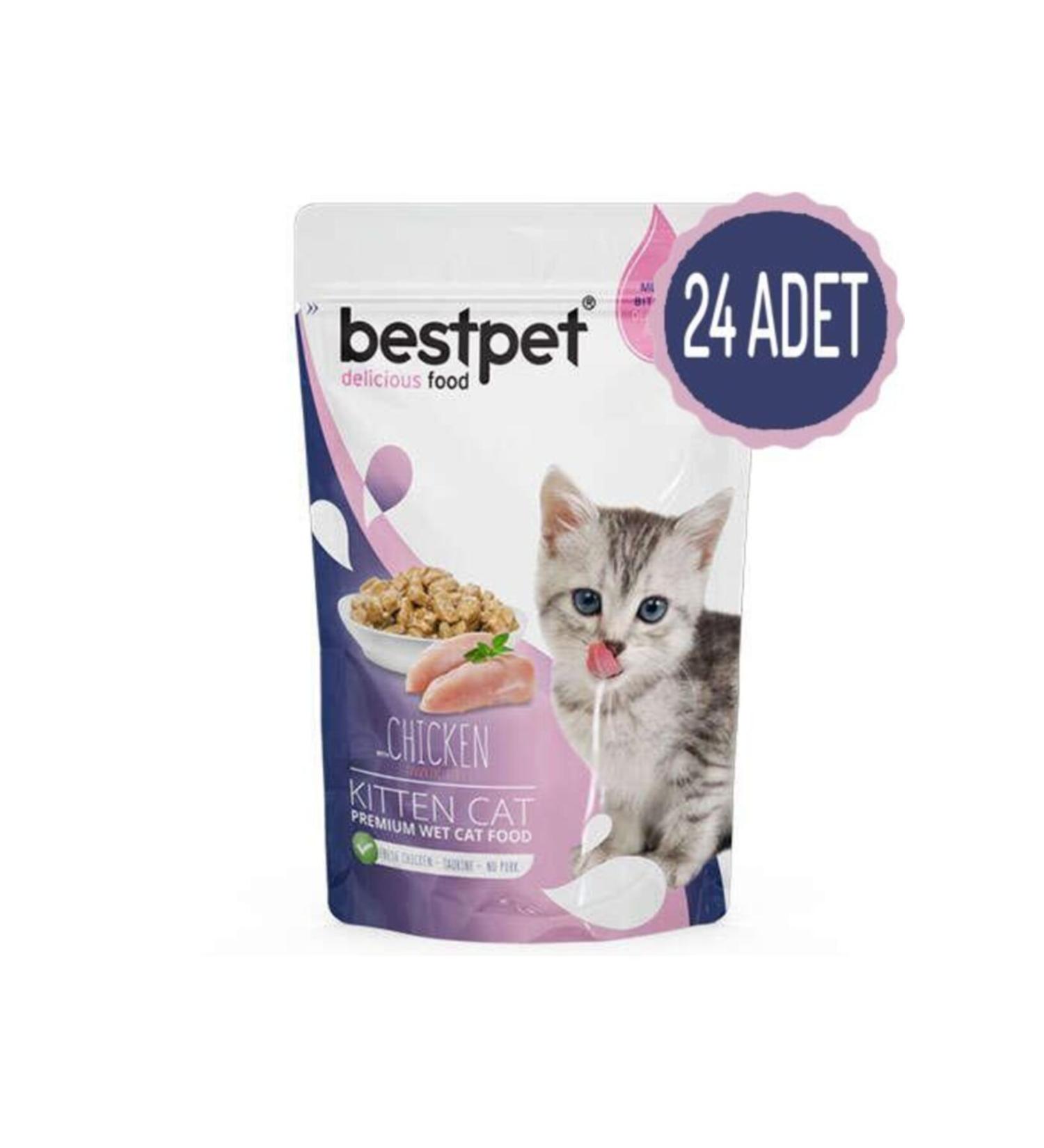 Bestpet Kitten Pouch Jelly Chicken Meat Kitten Cat Wet Food 85 gr X 24