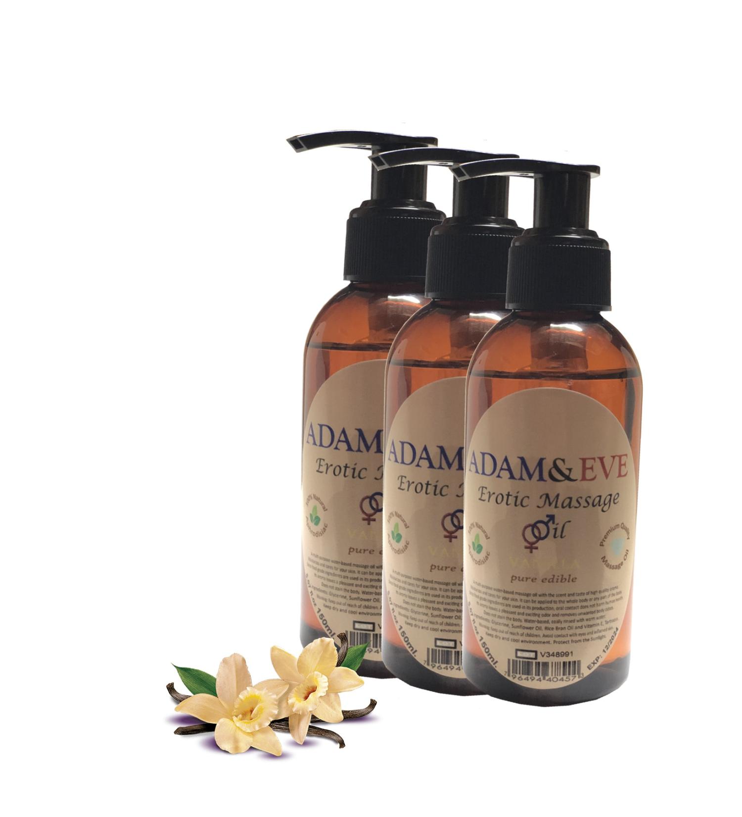 ADAMEVE Adam&evevanilla Massage Oil Vanilla Flavored Body Massage Oil 3 Pieces