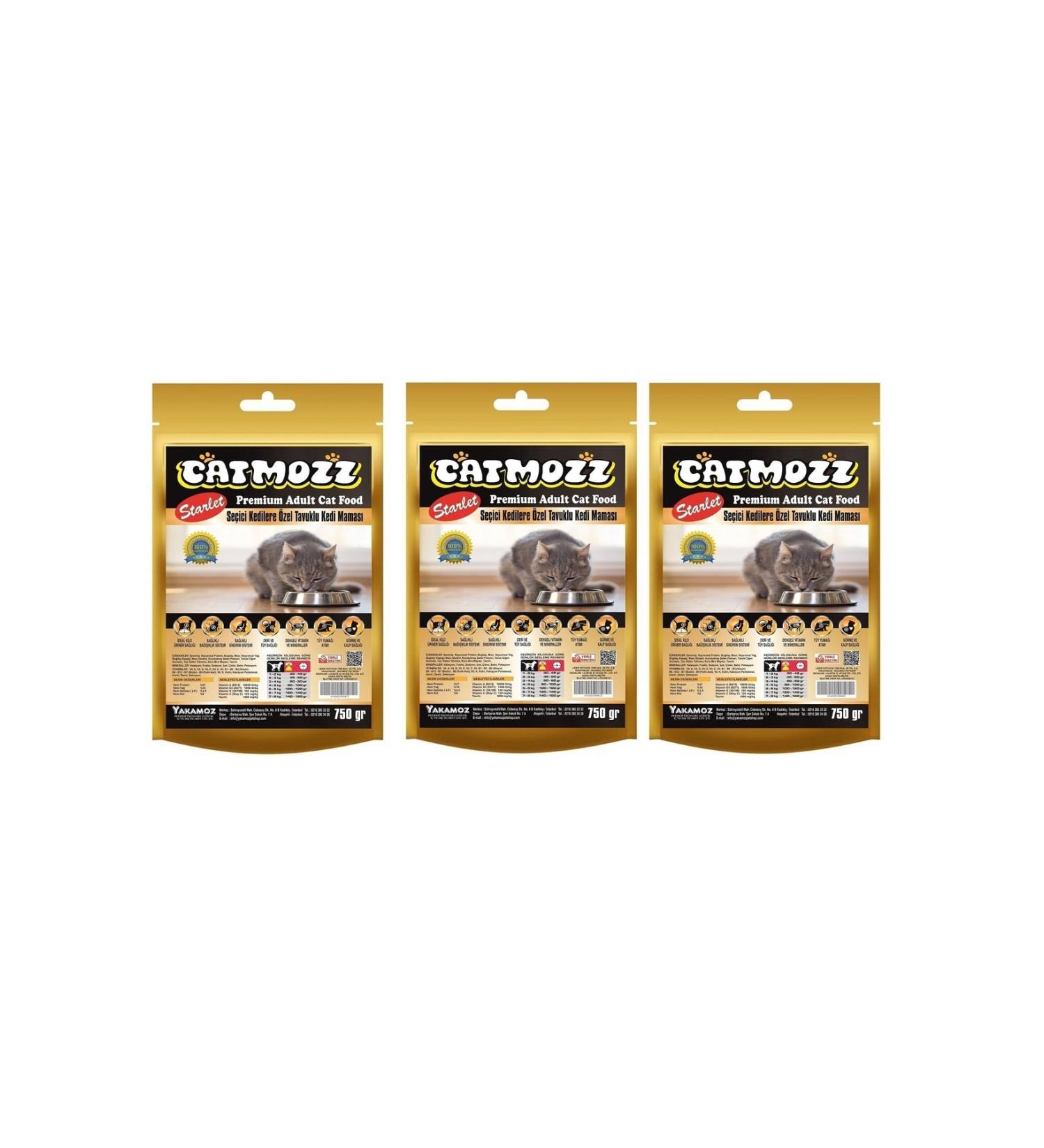CatMozz Starlet Chicken Adult Cat Food for Selective Cats 750 Gr X 3 Pieces