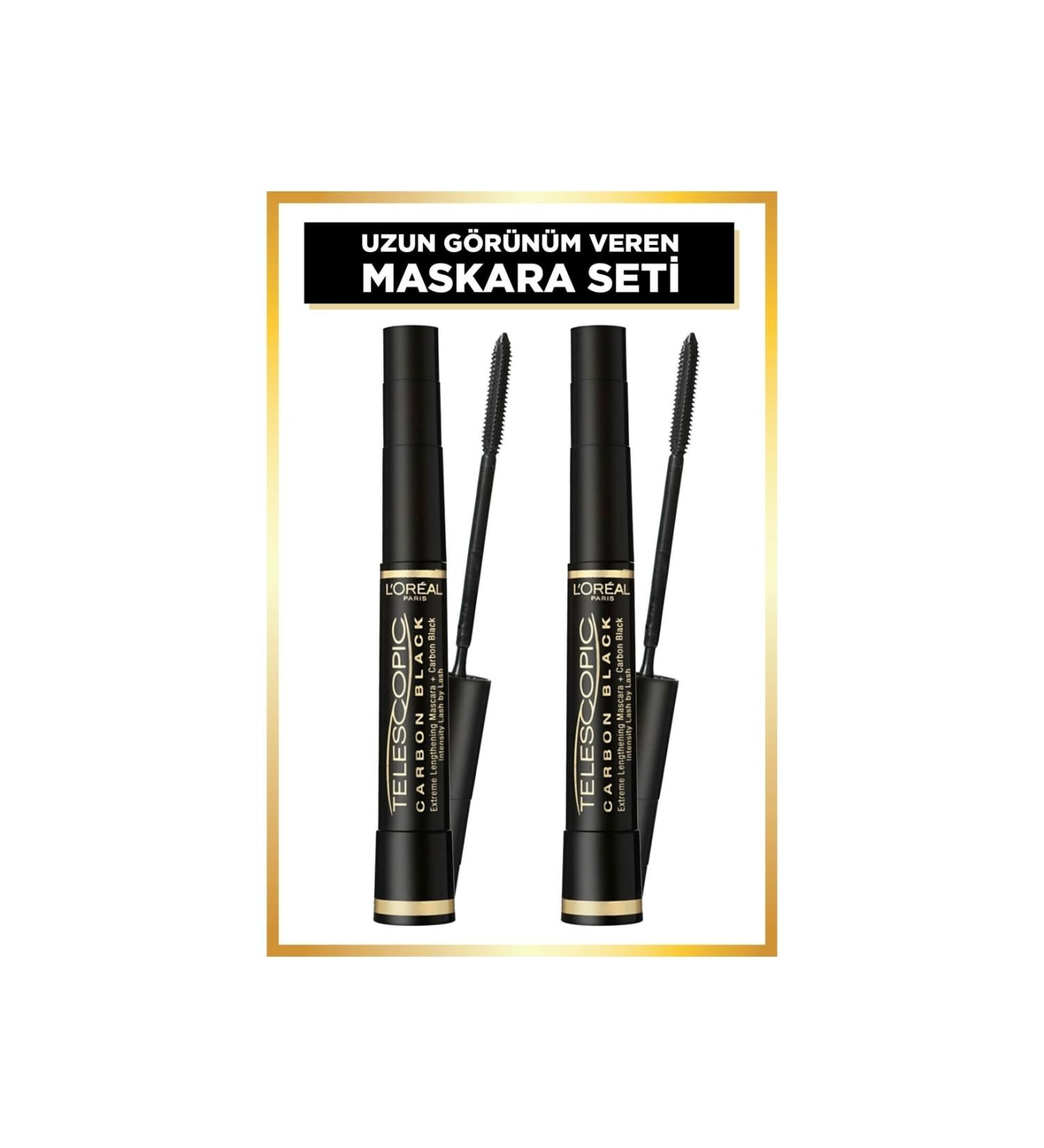 L'Oreal Paris L'or al Paris Telescopic Carbon Black Mascara - Black Set of 2 - Buy Online on GoSupps.com