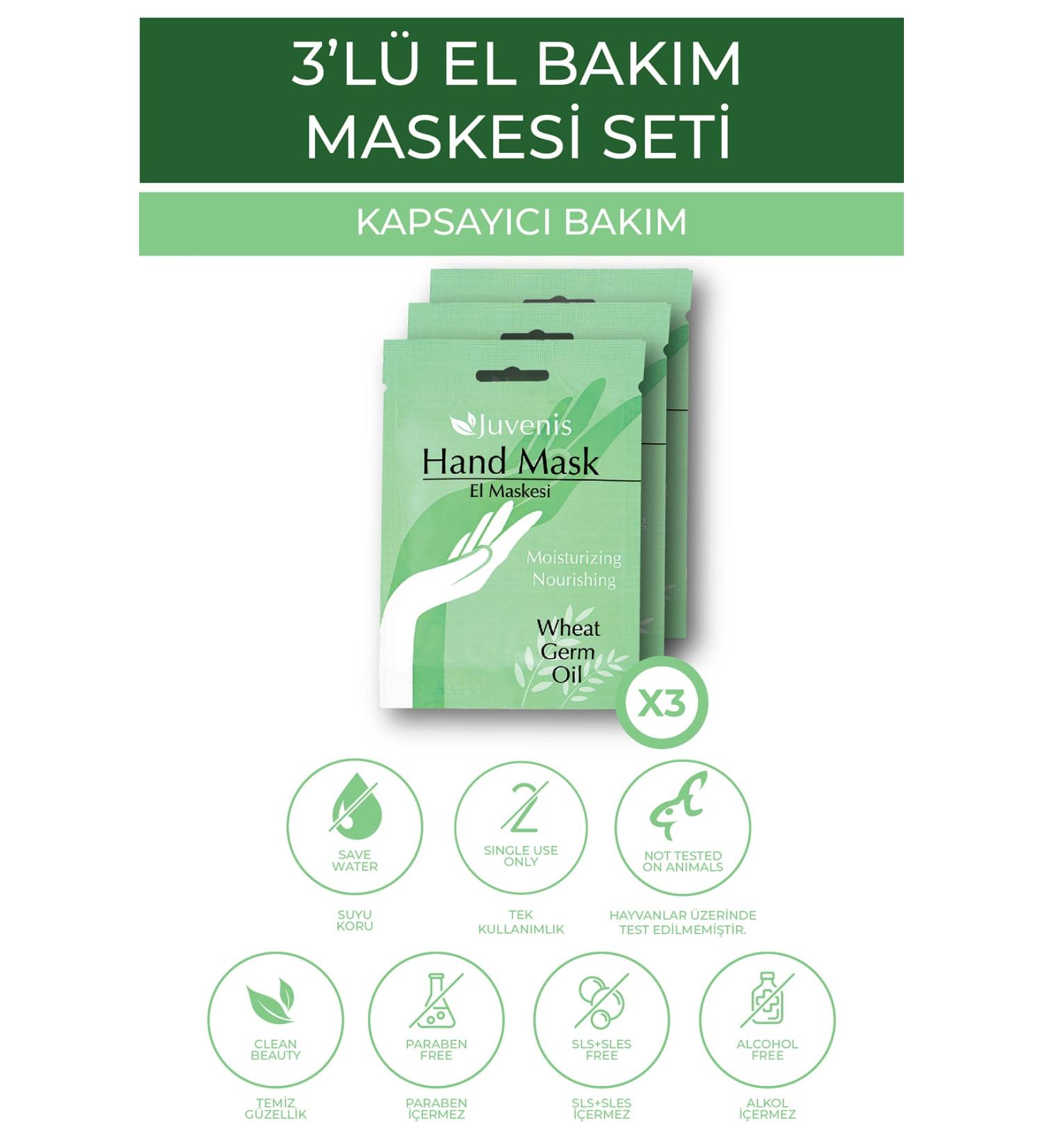 Juvenis Moisturizing and Nourishing Hand Mask Set Wheat Oil 3-Piece Inclusive Hand Care Set - Buy Online on GoSupps.com