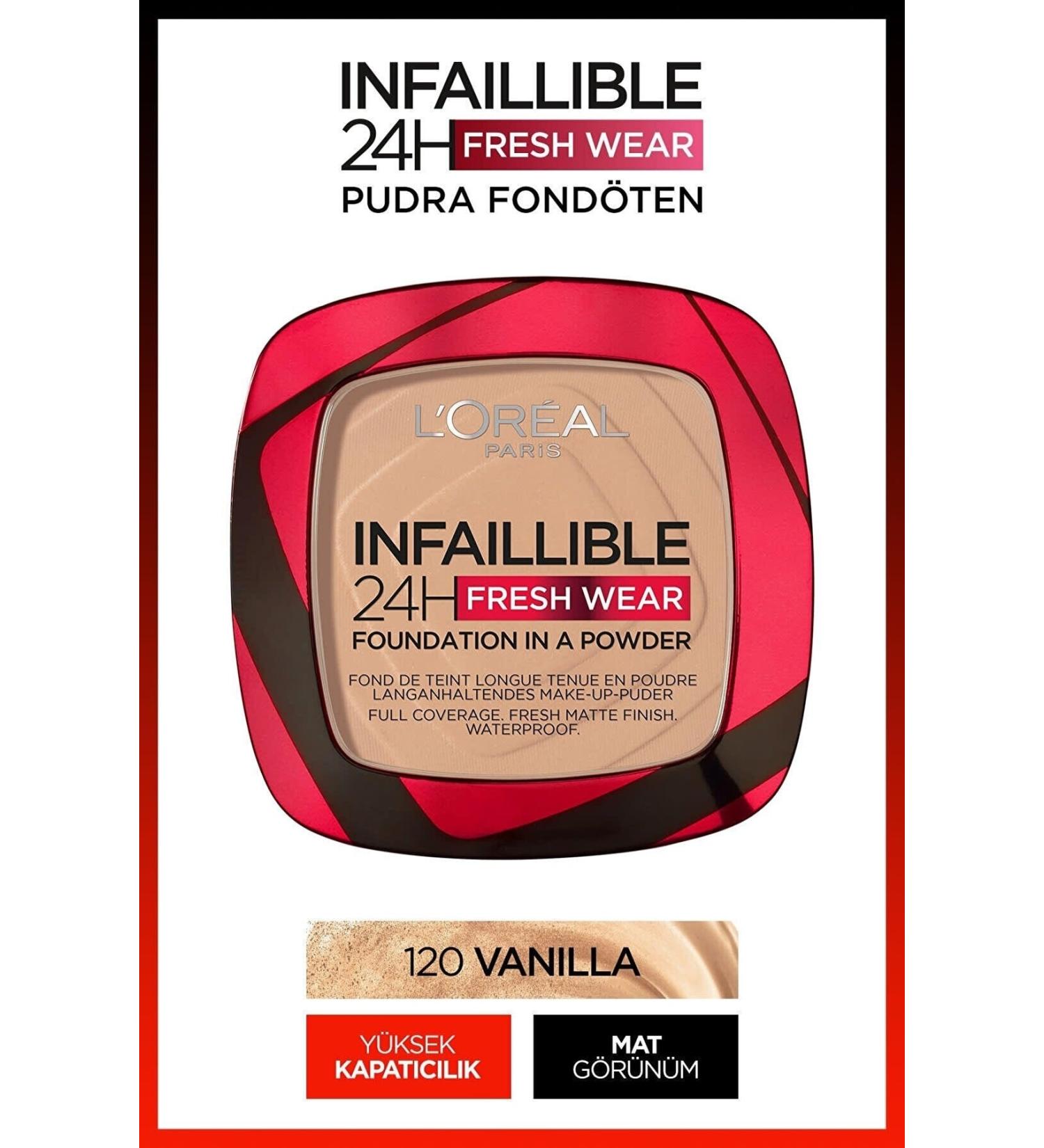 L'Oreal Paris Infaillible 24h Fresh Wear Powder Foundation 120 Vanilla - Buy Online on GoSupps.com
