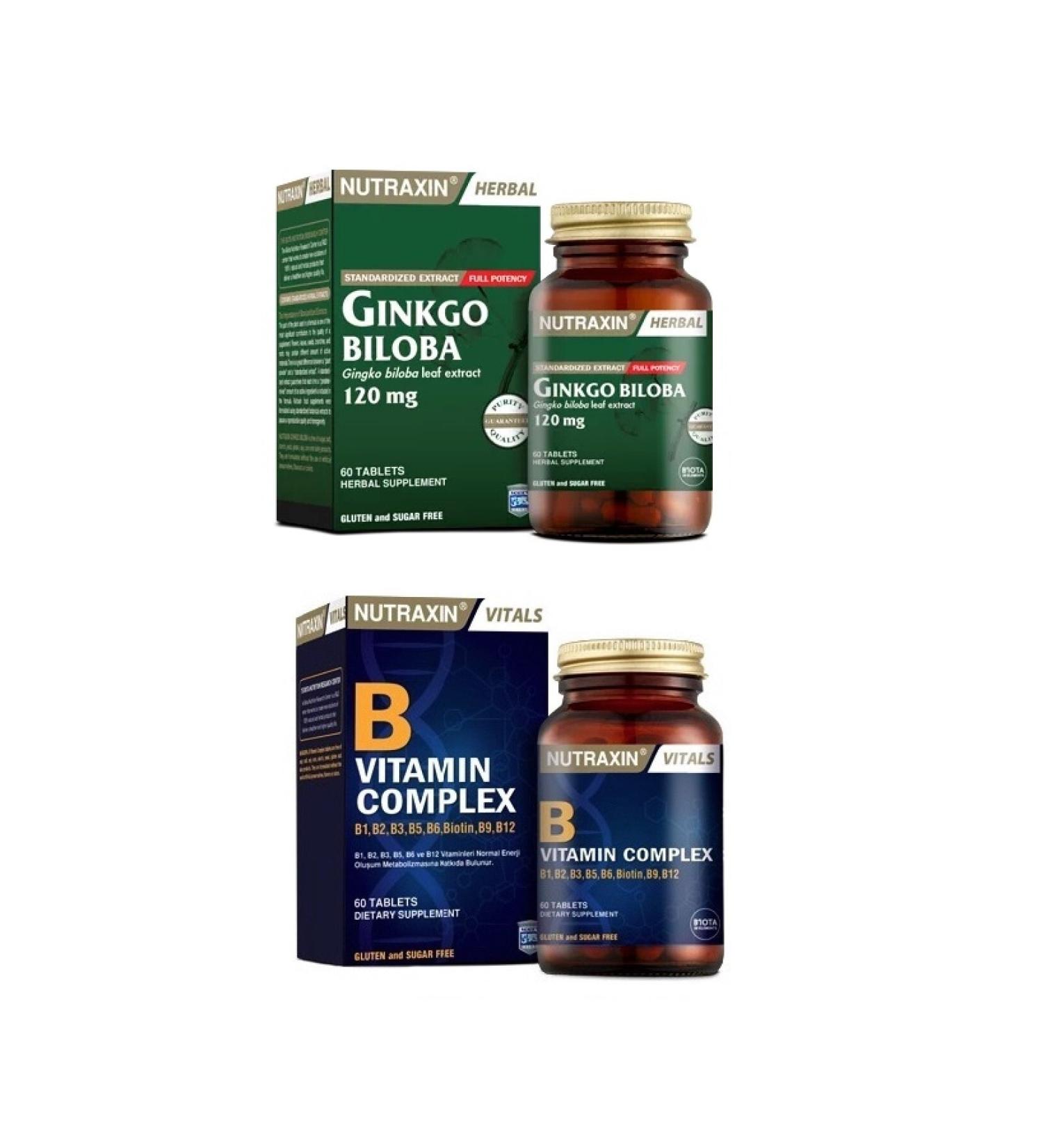 Nutraxin Ginkgo Biloba 60 Tablets + B Vitamin Complex 60 Tablets