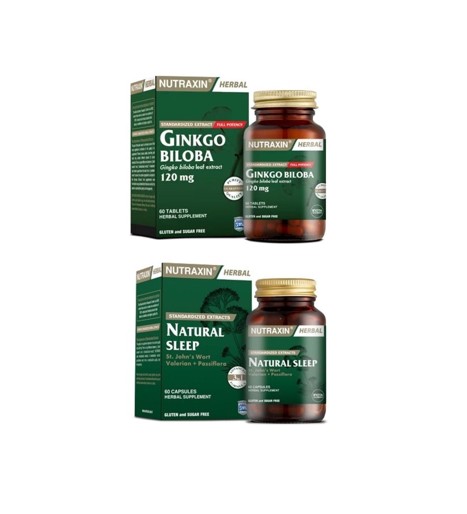 Nutraxin Ginkgo Biloba 60 Tablets + Natural Sleep 60 Capsules