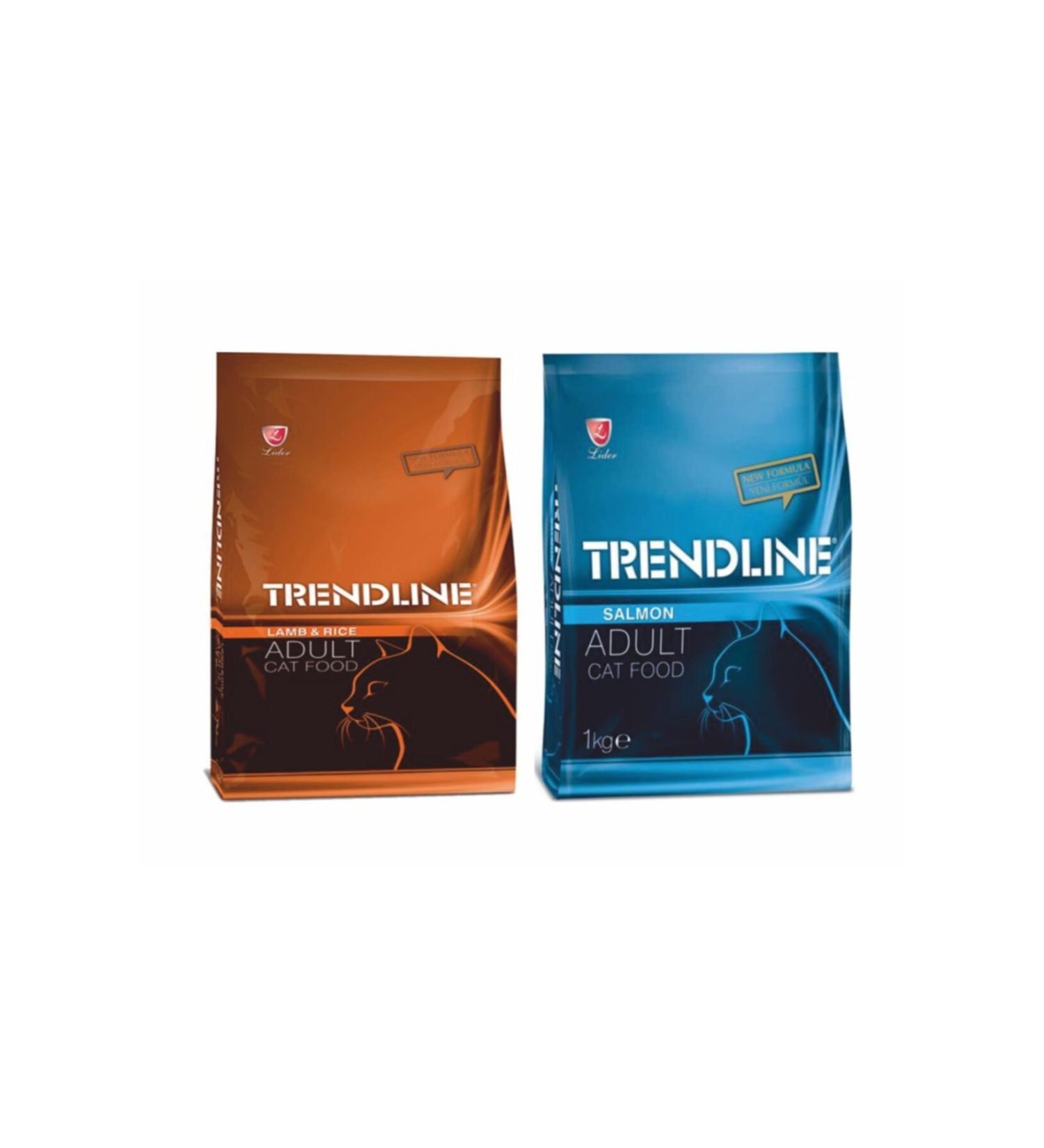 Trendline Salmon 1kg + Lamb Meat Rice 1kg Adult Cat Food 2 Pack
