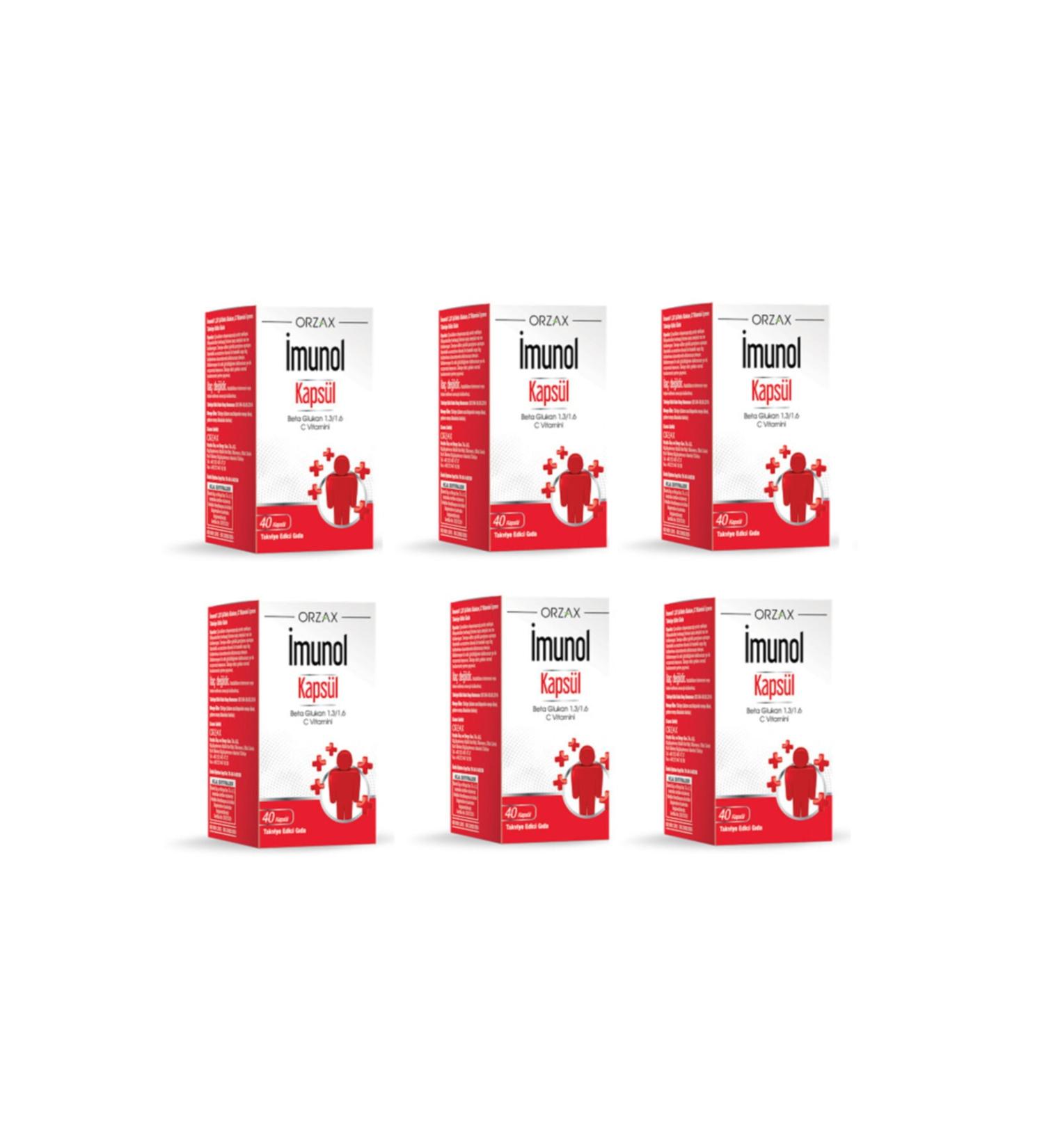 IMUNOL Ocean Beta Glucan 1.3/1.6 and Vitamin C Containing Imunol 40 Capsules * 6 Pieces