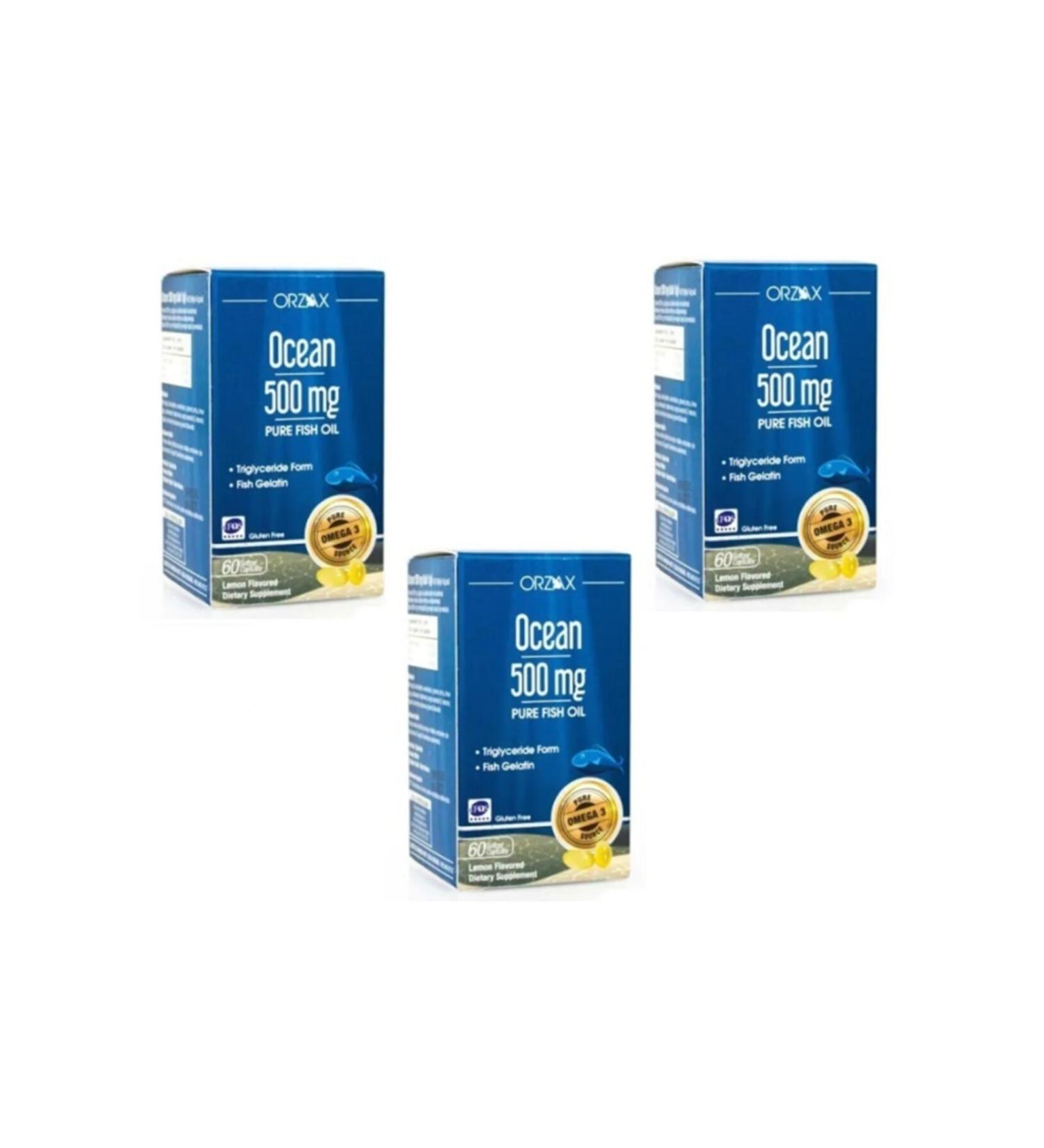 Ocean Ocean 500 Mg Fish Oil Lemon Flavored 60 Softgel Capsules*3 Pieces