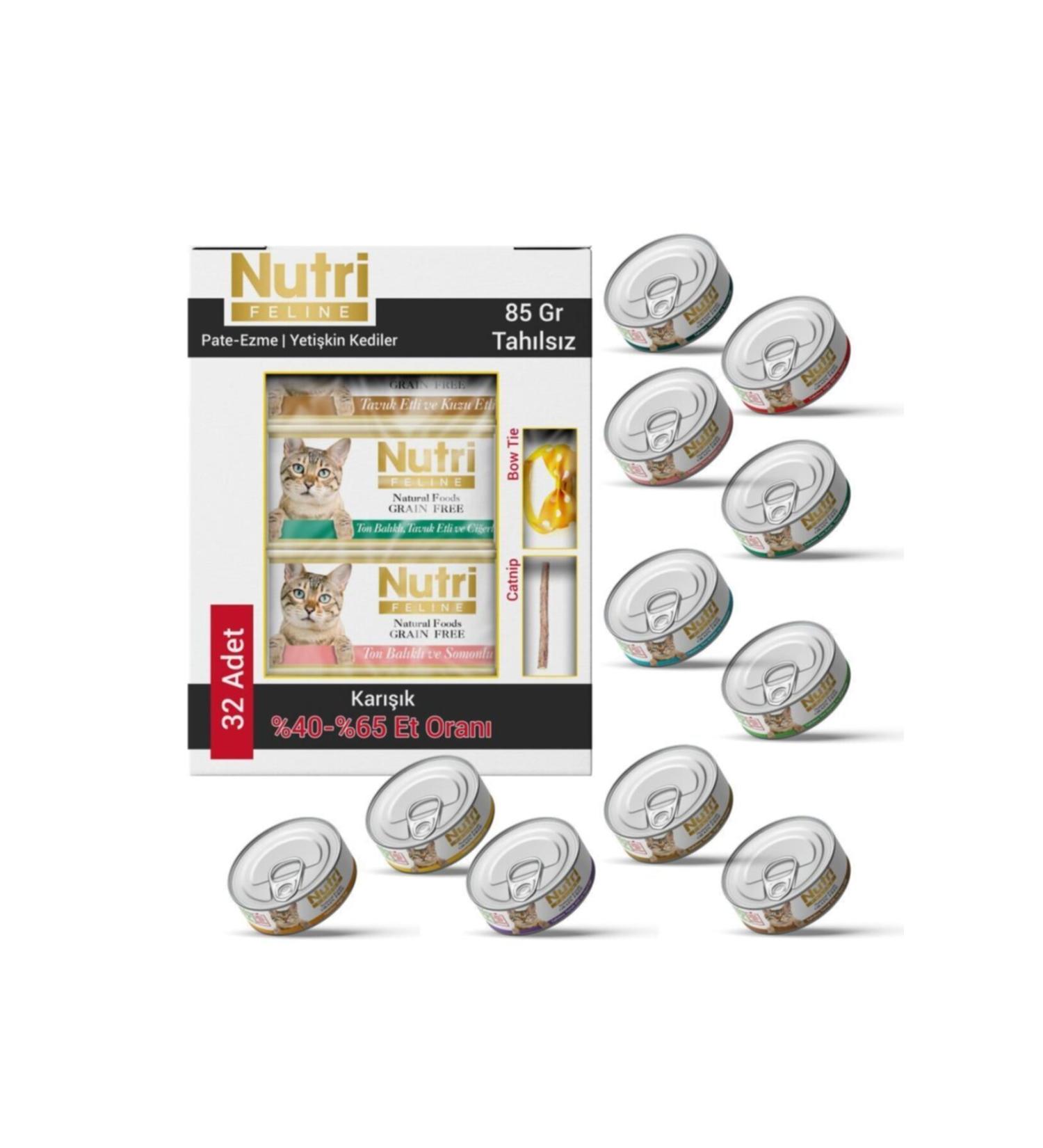 Nutri Feline Mixed Grain-Free Gluten-Free Natural Wet Food 85 gr 32 Pieces