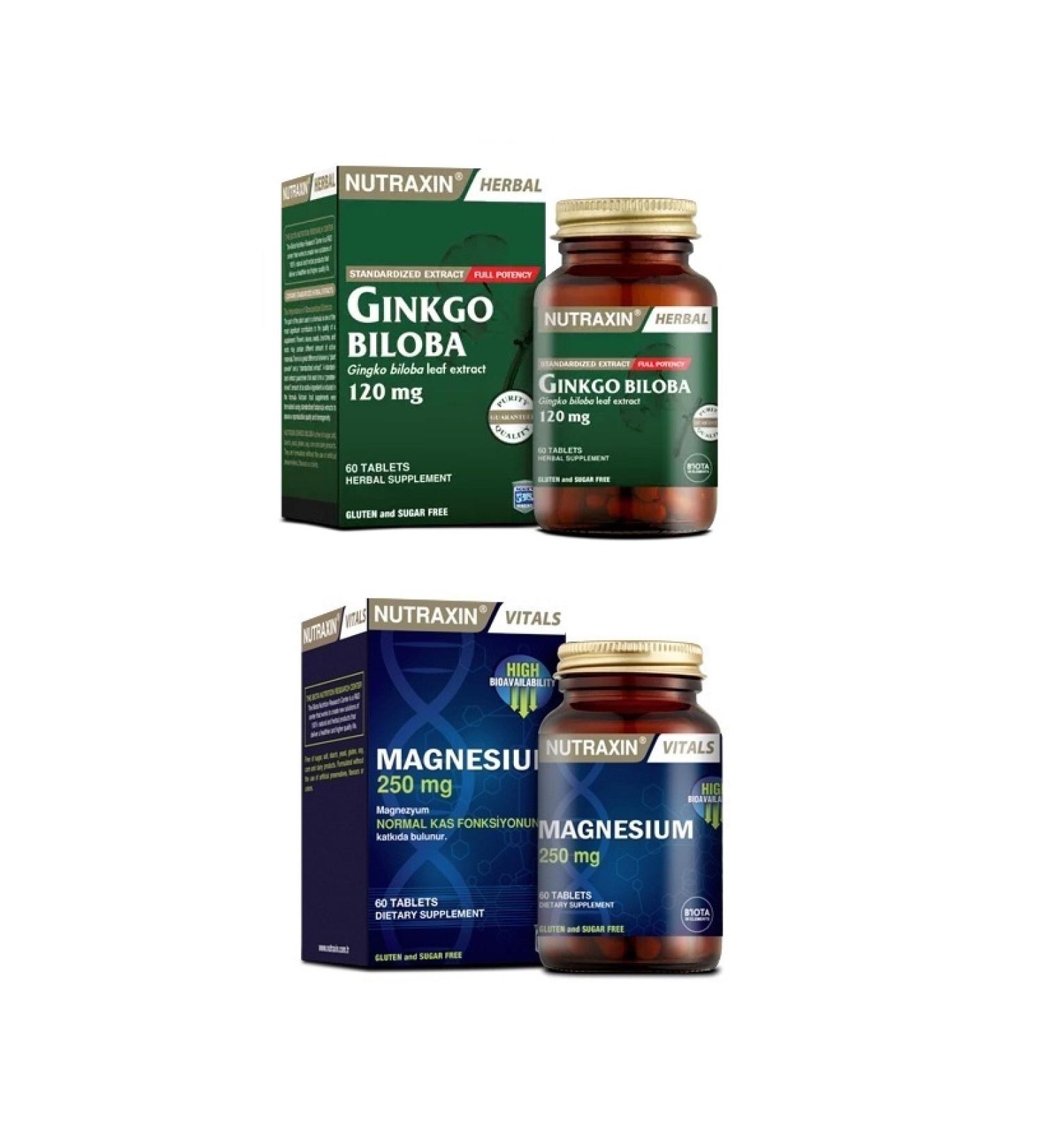 Nutraxin Ginkgo Biloba 60 Tablets+magnesium Citrate 250mg 60 Tablets