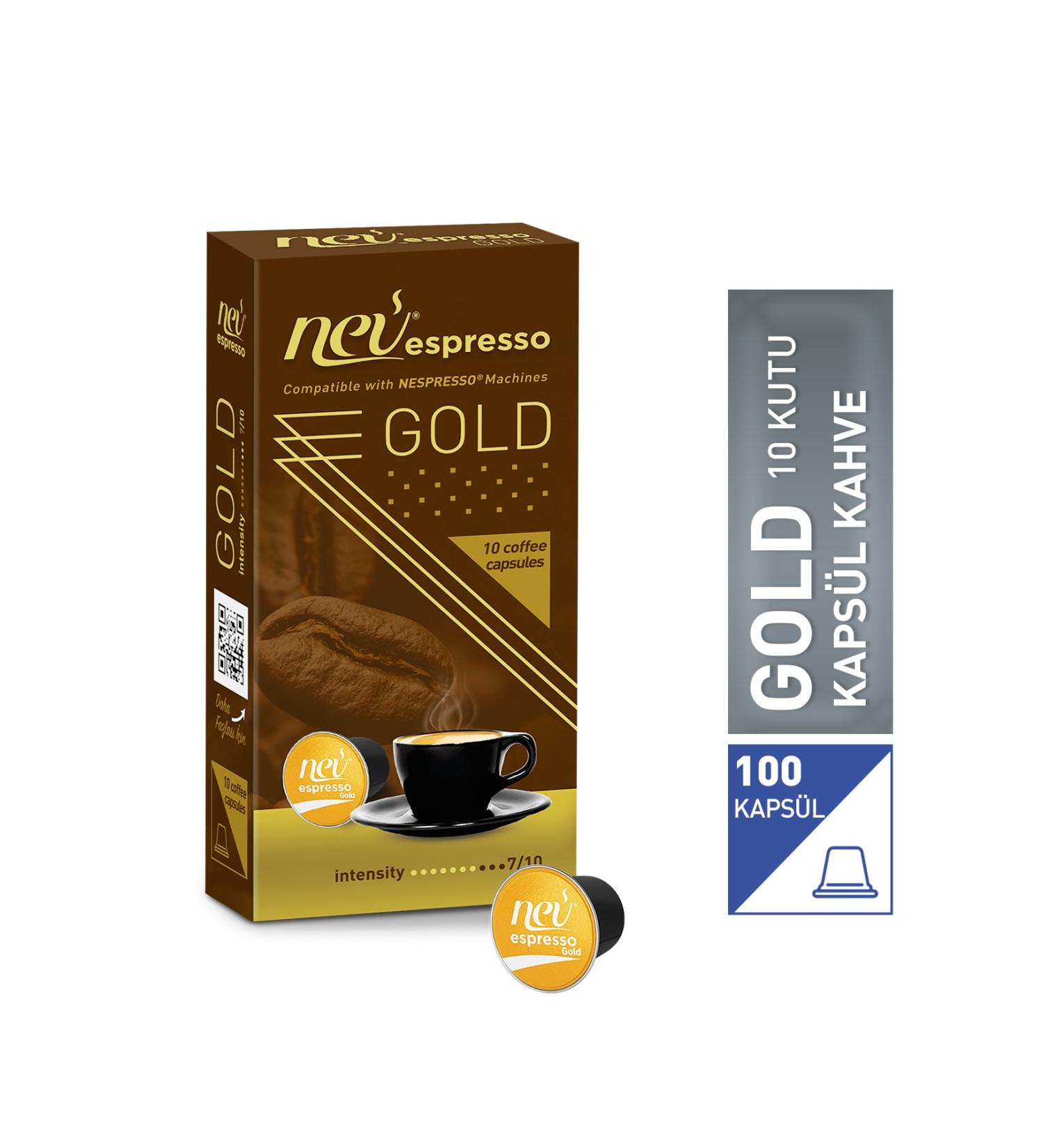 nev espresso Gold Capsule Coffee 10x10 10 Boxes Nespresso Compatible