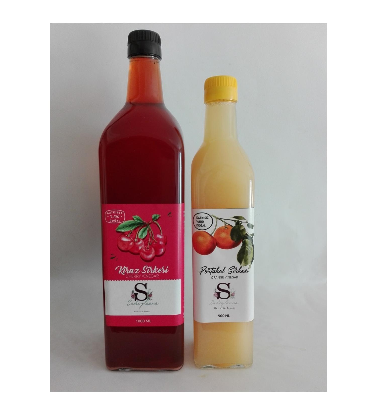 Suheylaana Natural Cherry Vinegar 1000 Ml - Natural Orange Vinegar 500 Ml