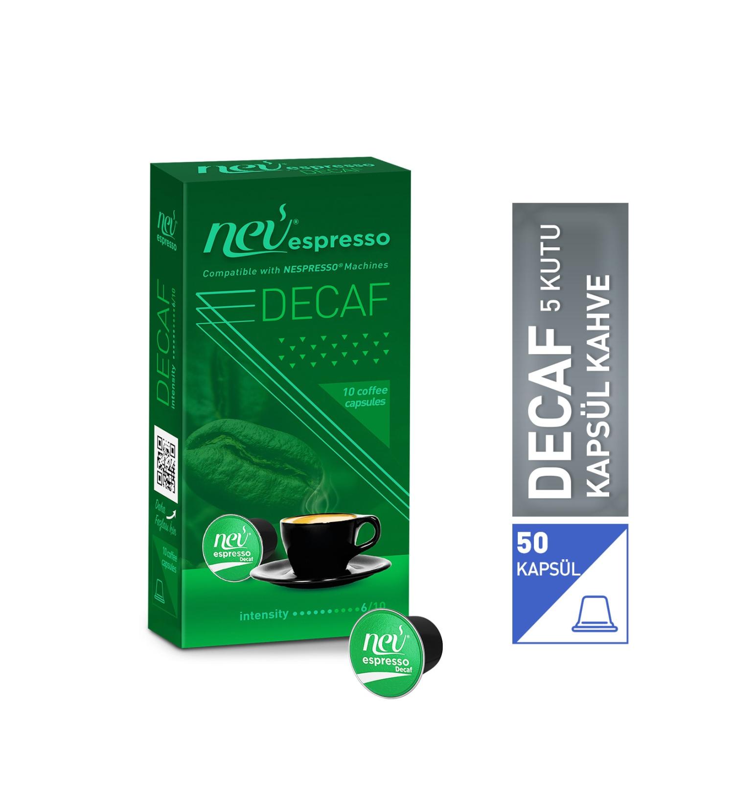 nev espresso Decaffeinated Capsule Coffee 5x10 5 Boxes Nespresso Compatible