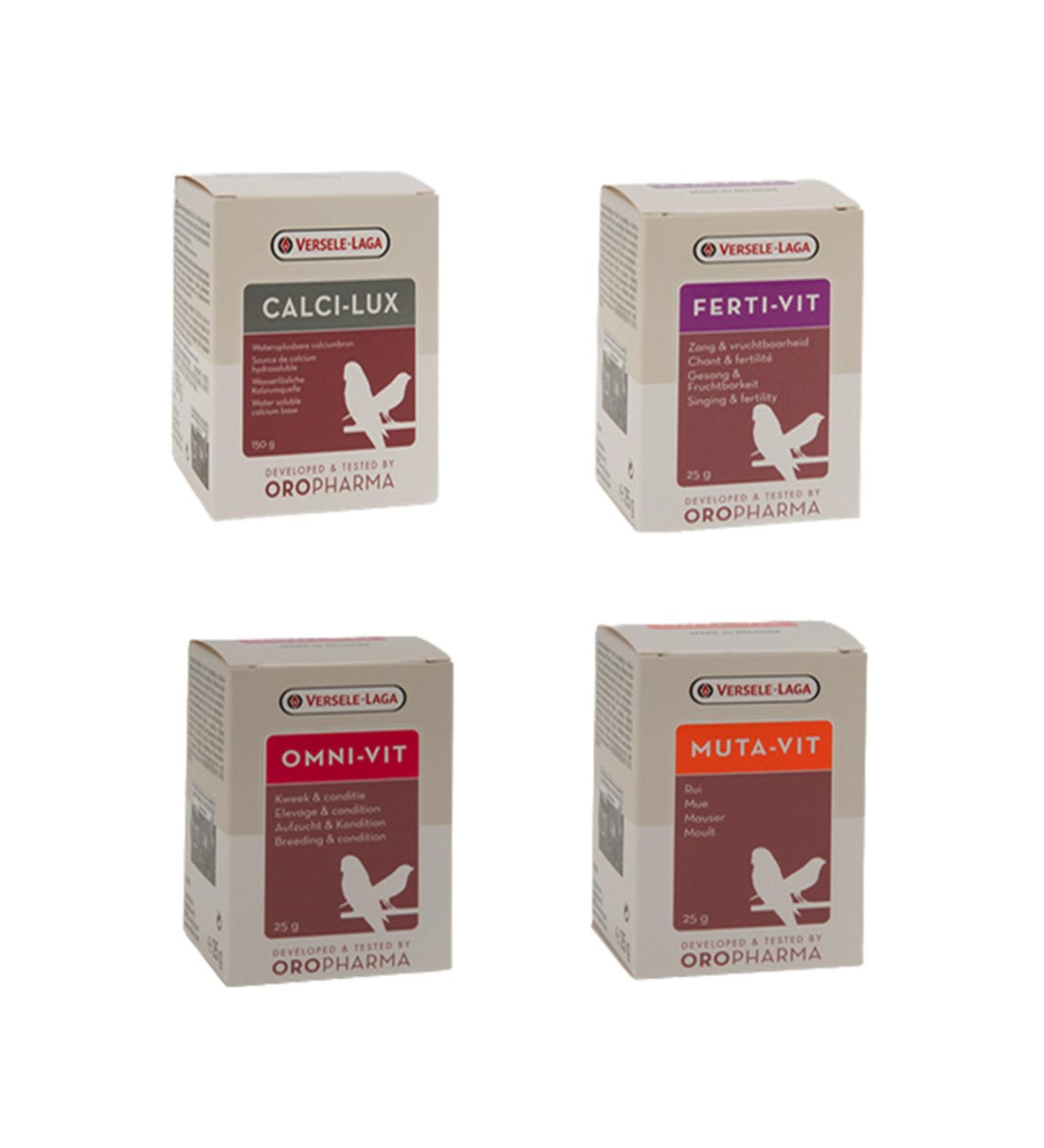 Versele Laga 4-Piece Care Set Omnivit-mutavit-fertivit-calcilux 4x50 Gr Set of 4