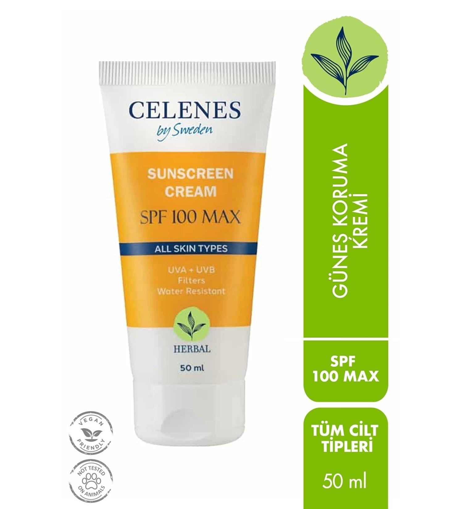 Herbal Celenes By Sweden Celenes Sun Protection Cream 100 Max Spf 50ml / All Skin Types