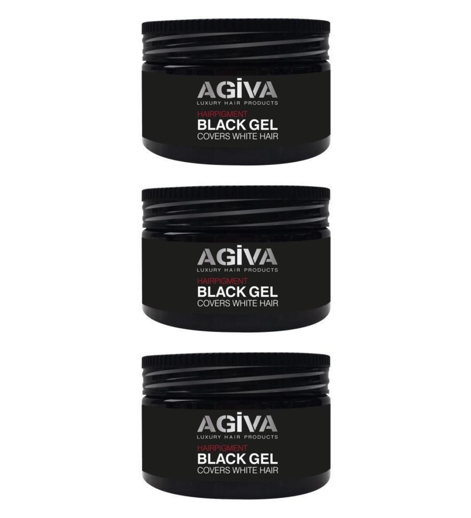 Agiva Hair Black Gel White Hair Concealer Gel 250ml X3