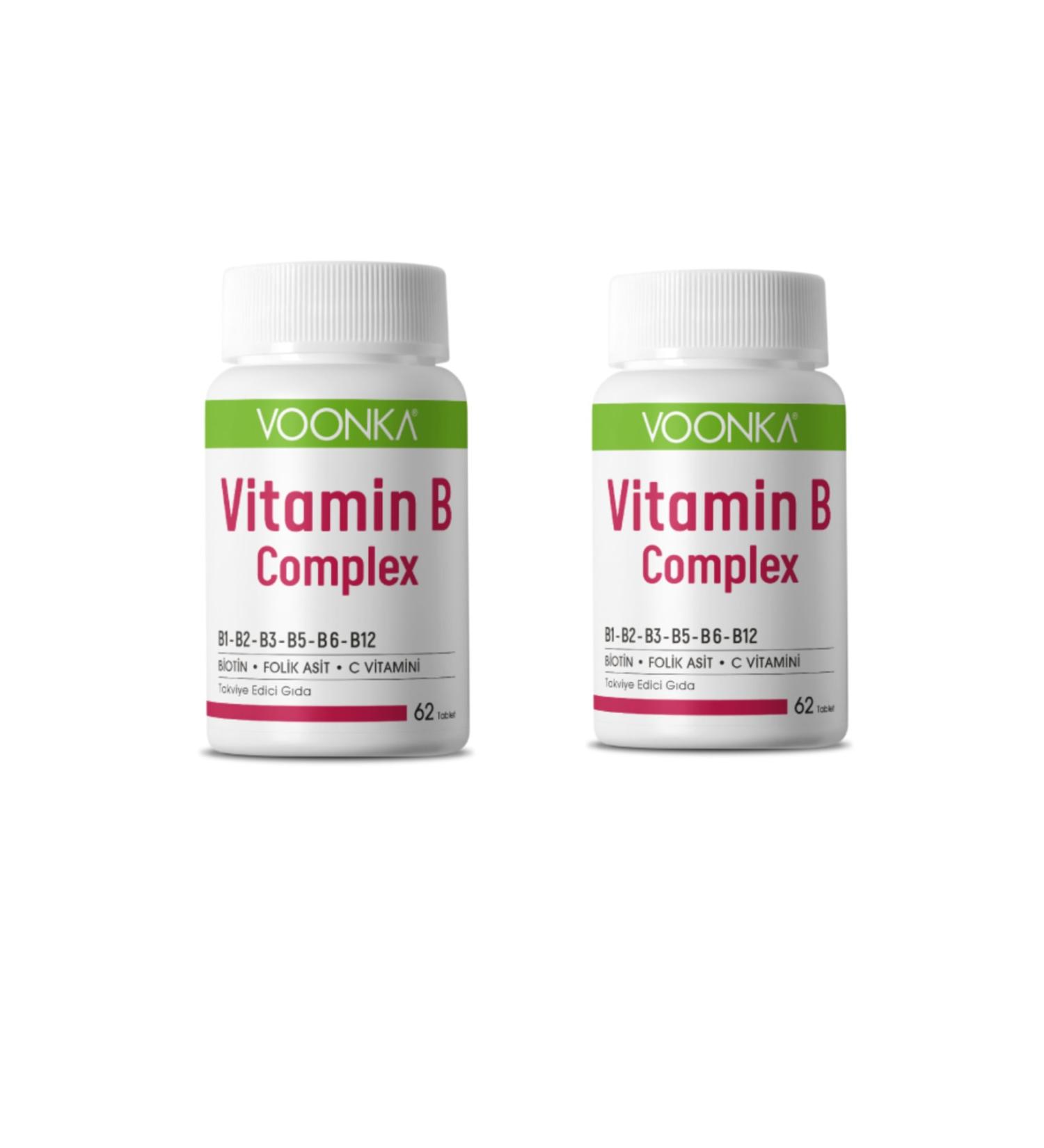 Voonka Vitamin B Complex 62 Tablets 2 Boxes