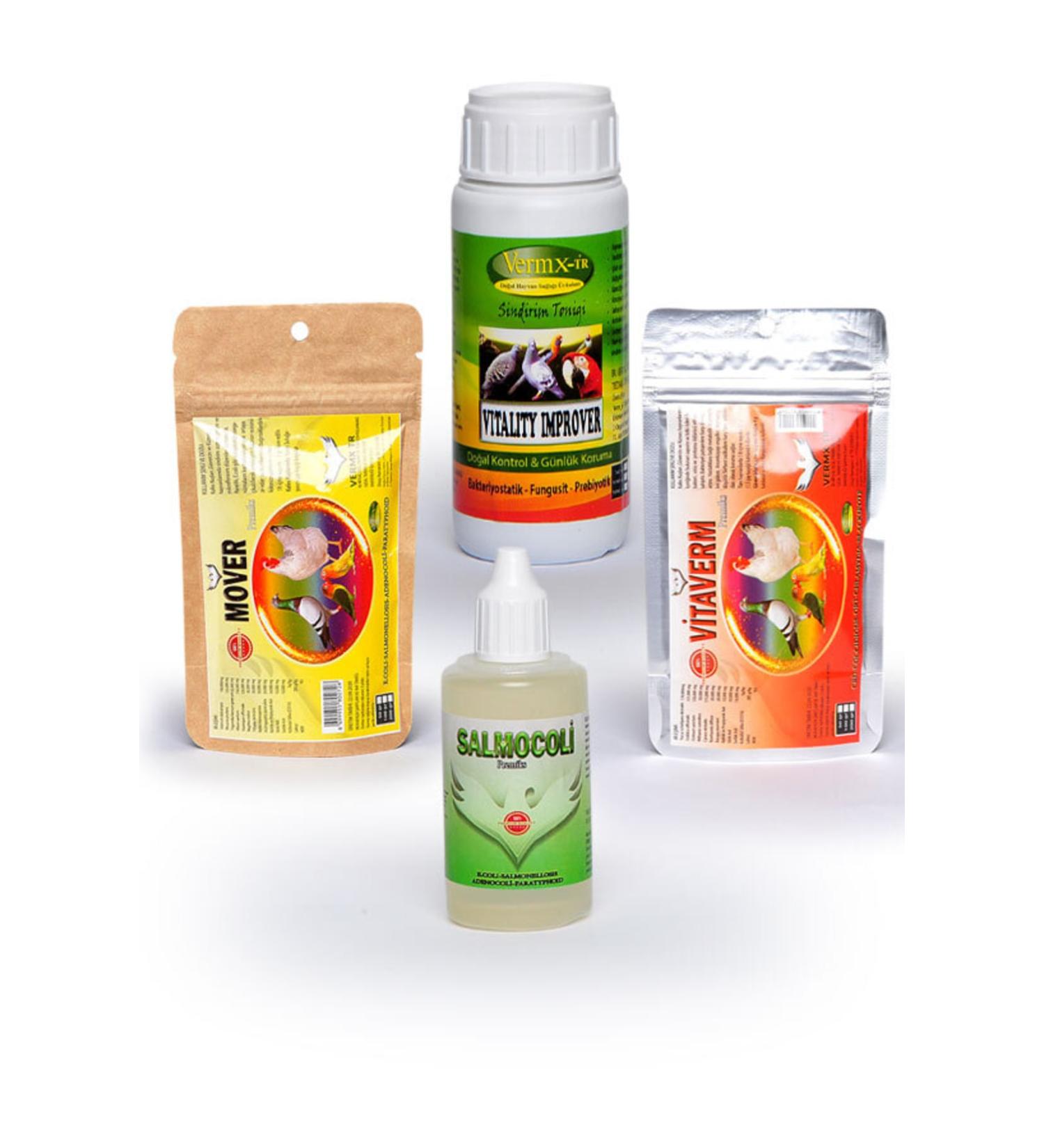 VERMX TR Chicken Chick Pigeon Bird Healthy Growth - 4 Mix Set for Fast Development - Economic Package