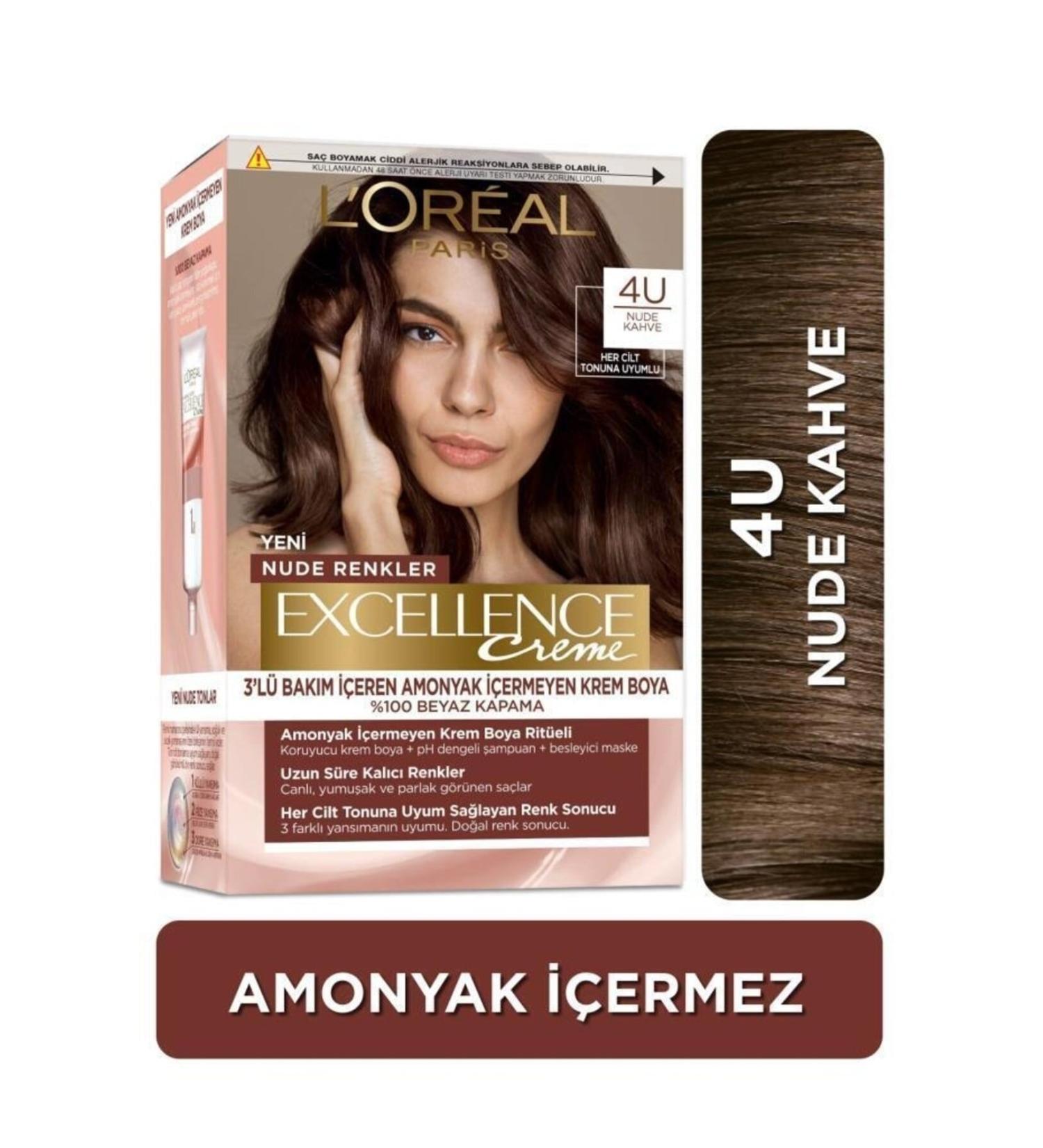 L'Oreal Paris Excellence Creme Nude Colors Hair Dye 4u Nude Brown - Buy Online on GoSupps.com