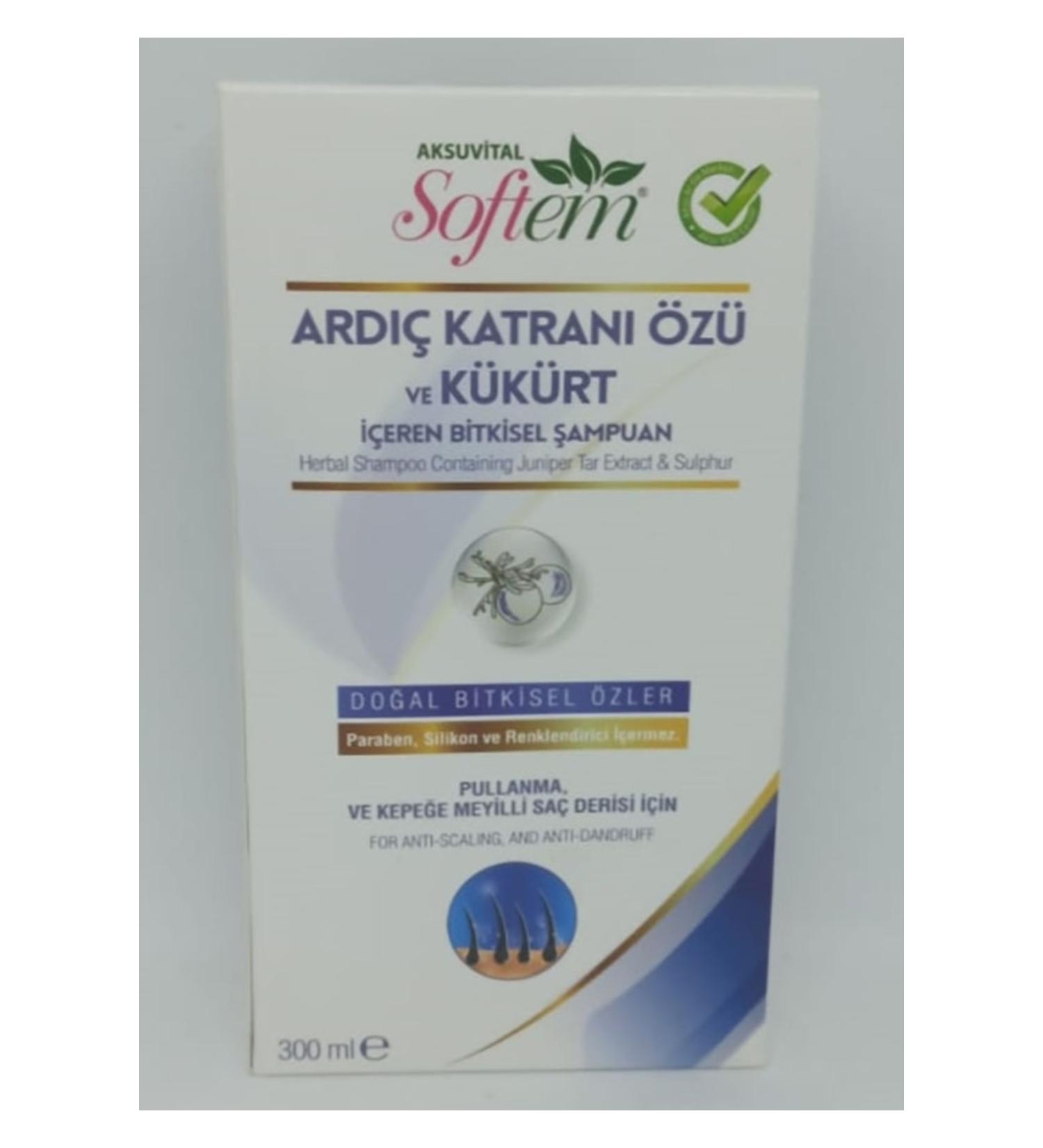 Aksu Vital Softem Juniper Tar Extract and Sulfur Shampoo 300 Ml