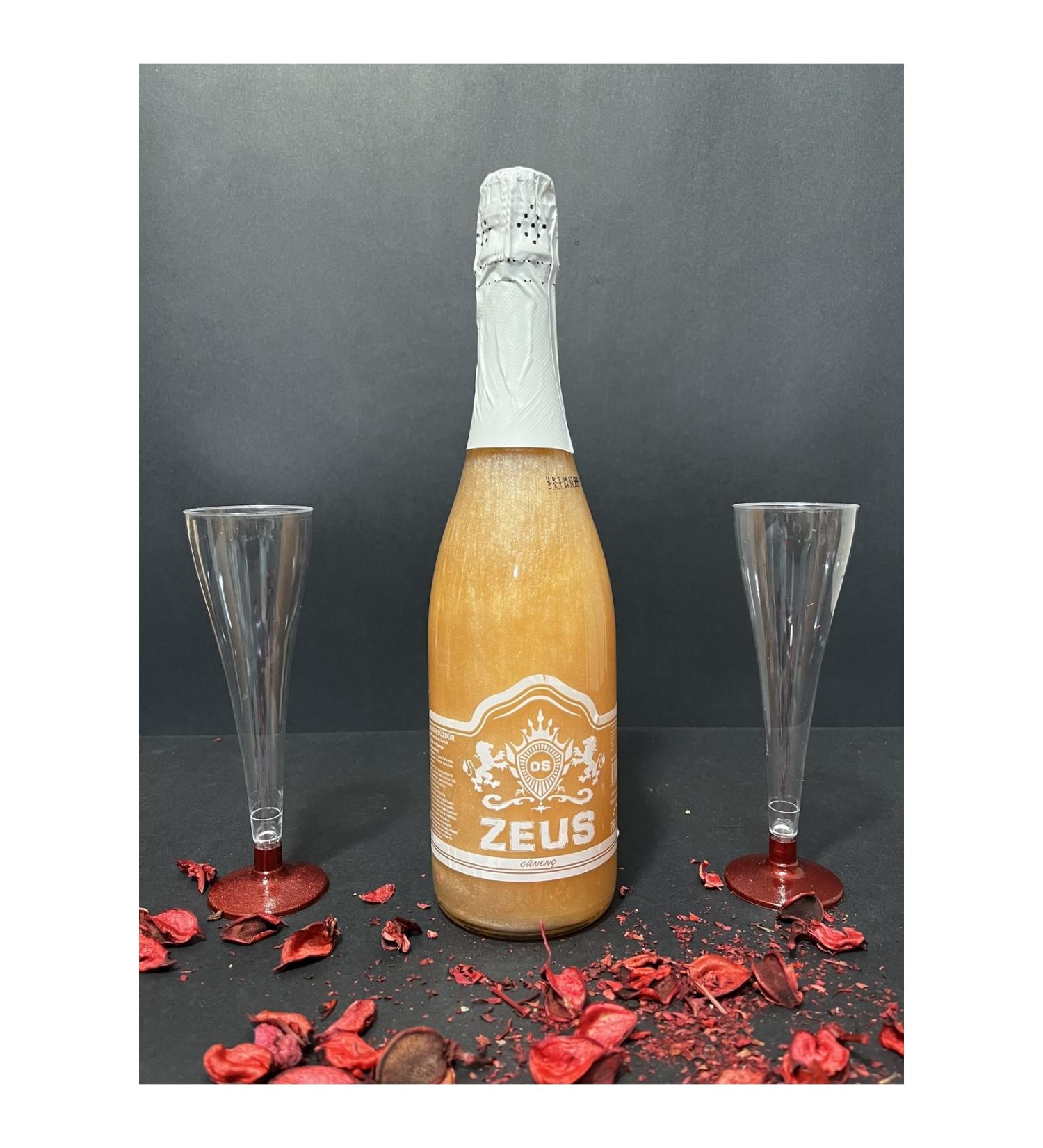 OS ZEUS Mango Flavored Non-Alcoholic Carbonated Drink and 2 Glasses