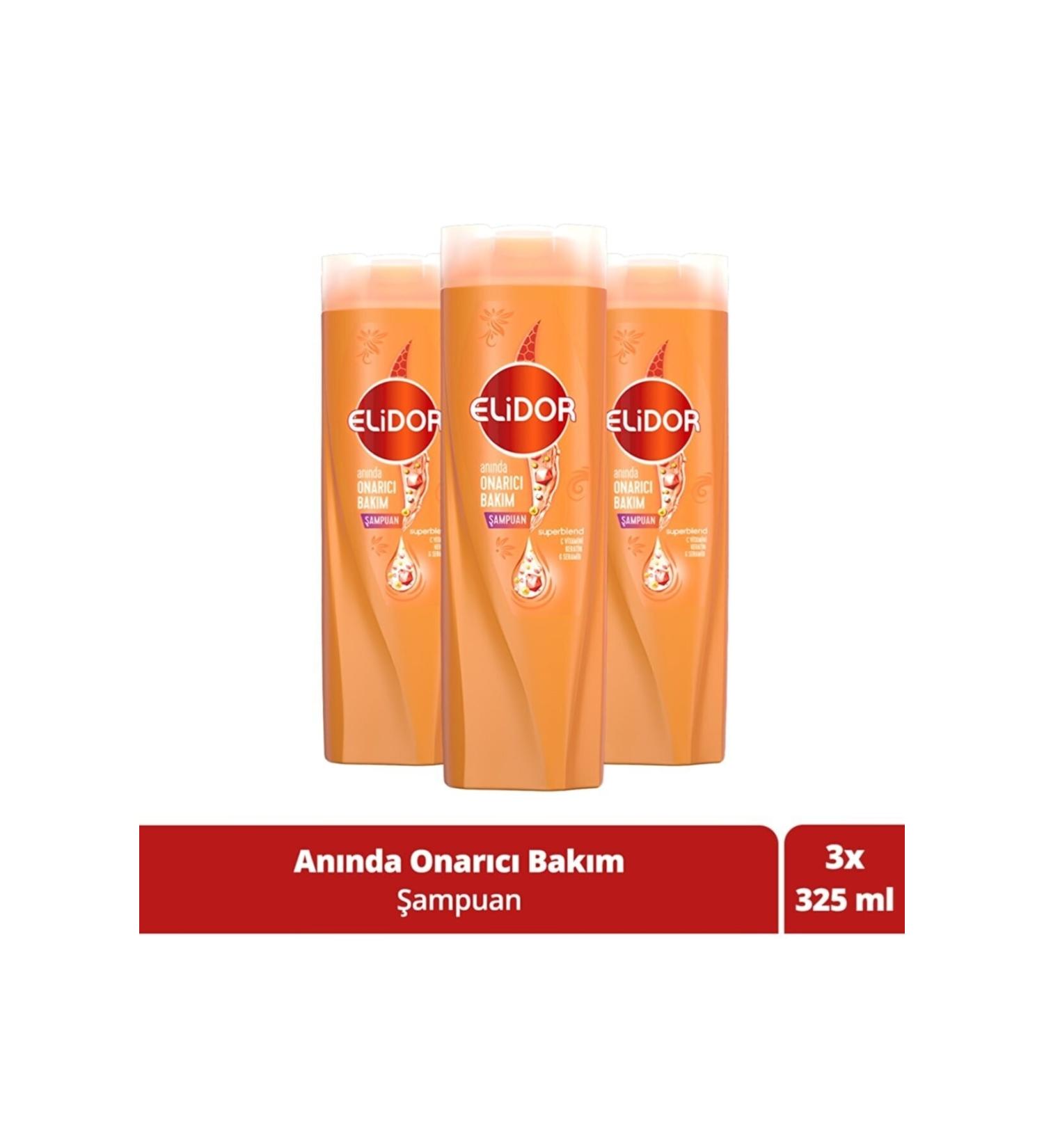 Home Elidor Superblend Hair Care Shampoo Instant Repair Care Vitamin C Keratin Ceramide 325 Ml X3 Pieces