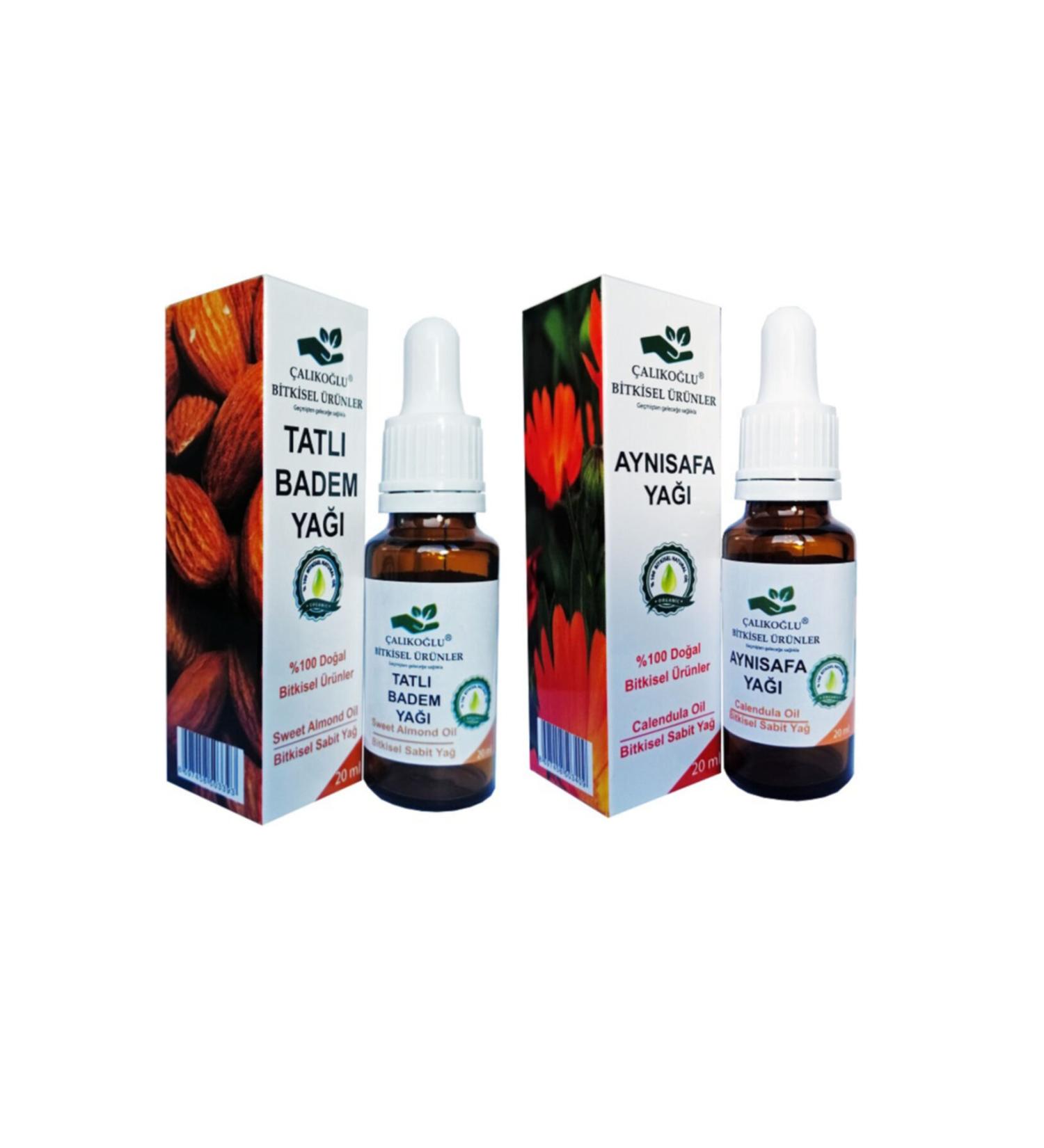al ko lu Herbal Products 7 Sweet Almond Oil Calendula Oil 2-Piece Advantage Package 20 Ml
